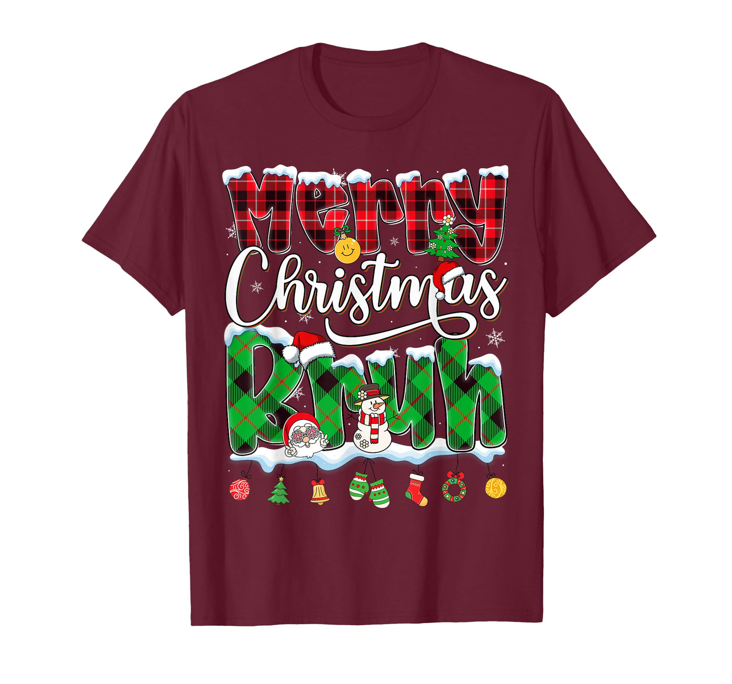 Bruh Merry Christmas Plaid Saying Bro Greeting Boy Men Kid T-Shirt