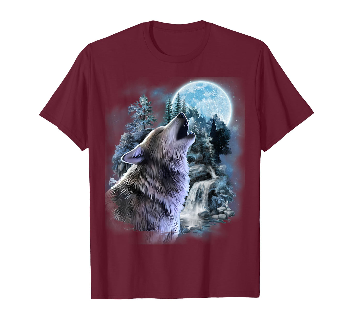 Wolf Howling Moon Forest Nature Wildlife Animal Lovers T-Shirt
