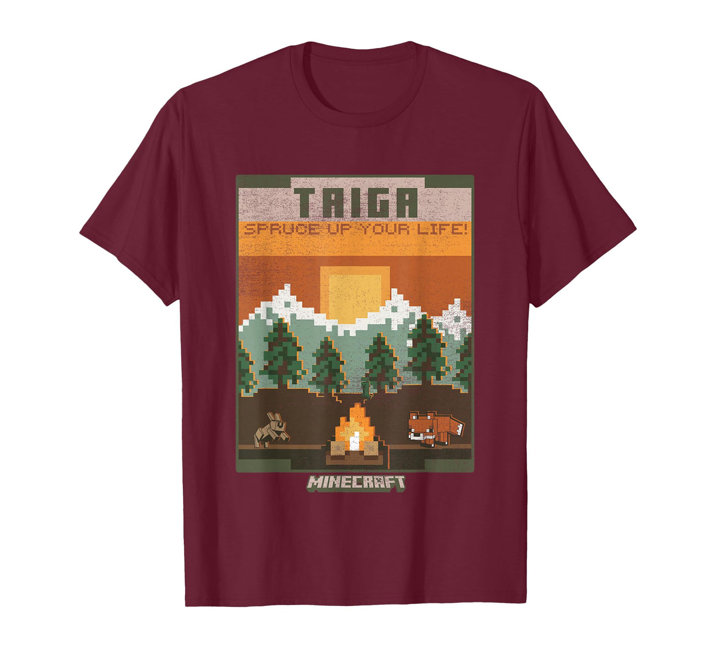 Minecraft Taiga Landscape Spruce Up Your Life Poster Vintage T-Shirt