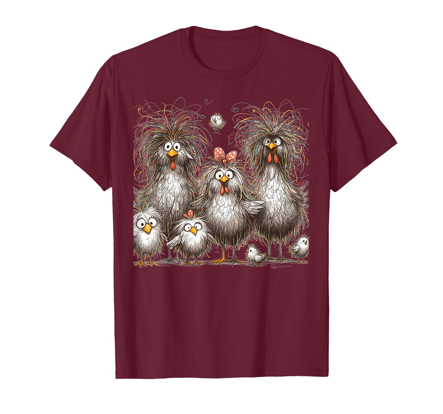 Funny Chicken Art Eagerlys Colorful T-Shirt