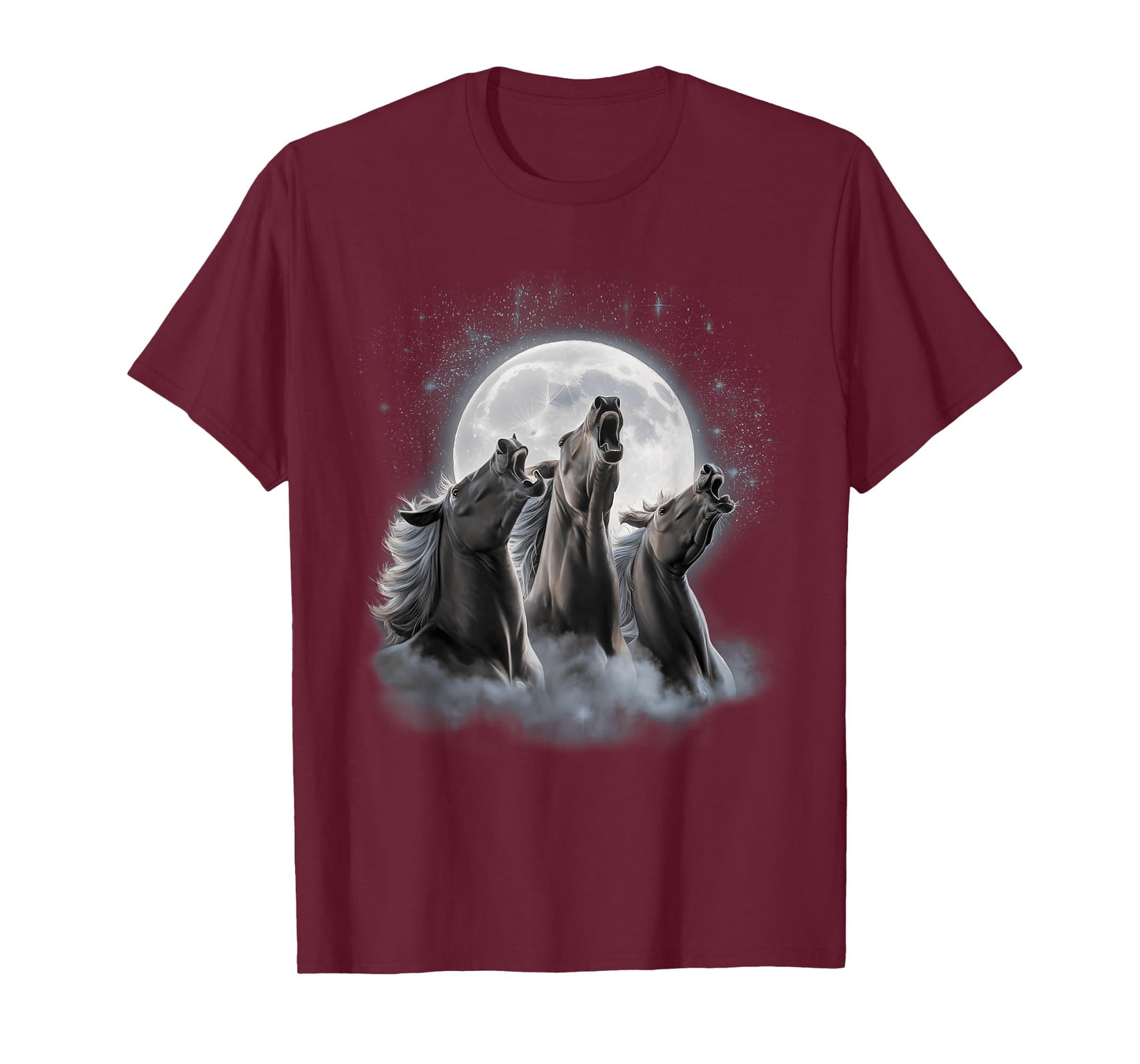 3 Horses Howling At The Moon Funny Horse Lover Equestrian T-Shirt