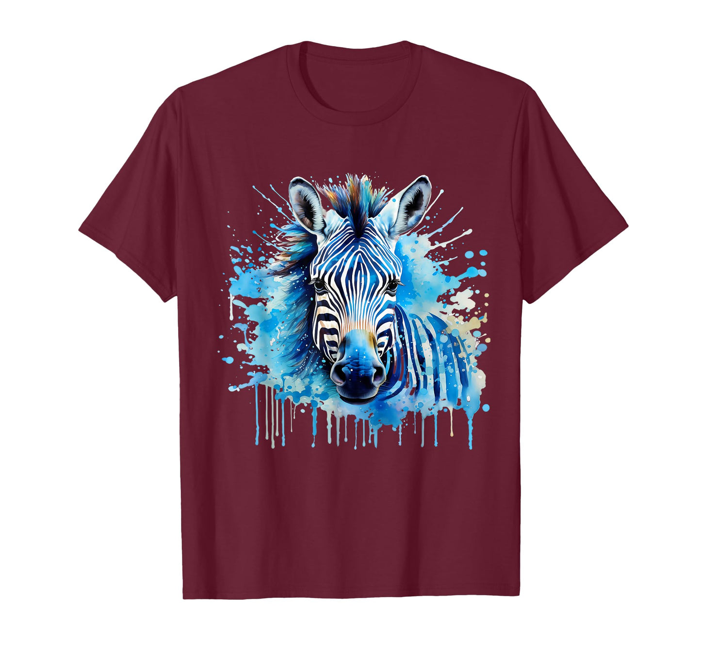 Zebra Portrait Wildlife Splash Nature Colorful Animal Art T-Shirt