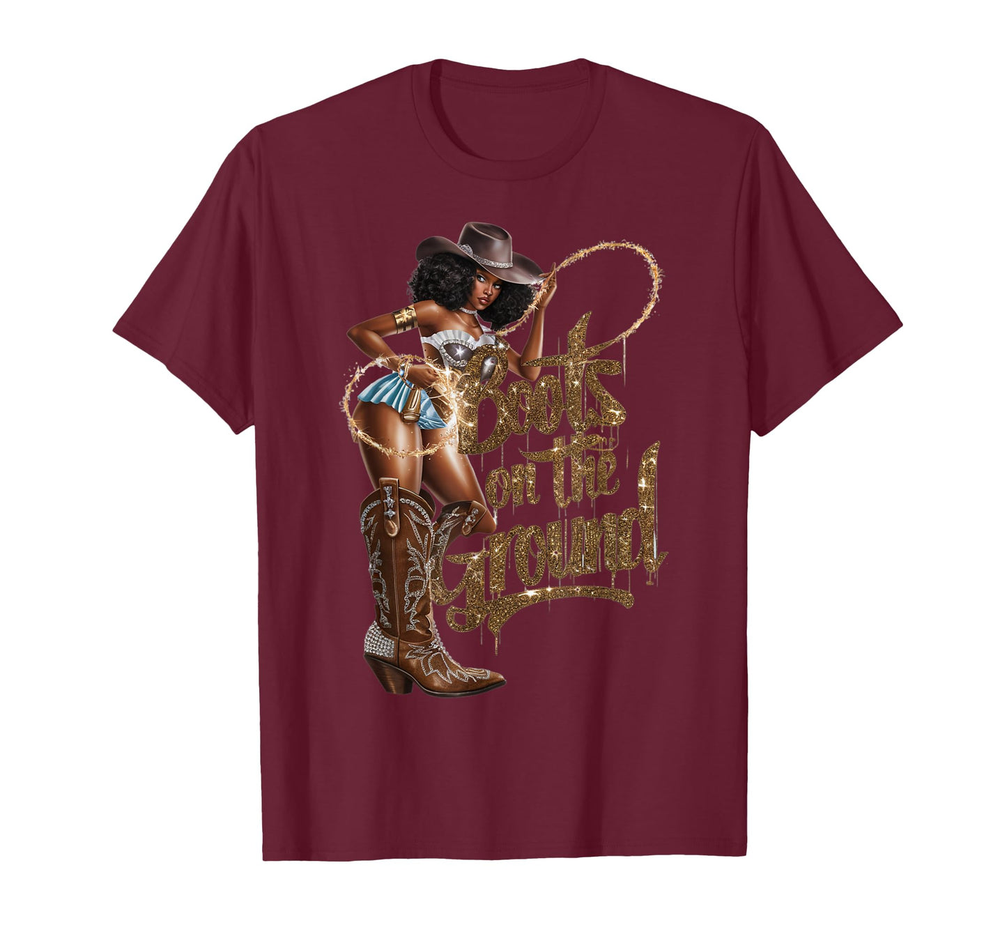 Funny Cowgirl Boots Bling Women Love Country Life Linedance T-Shirt