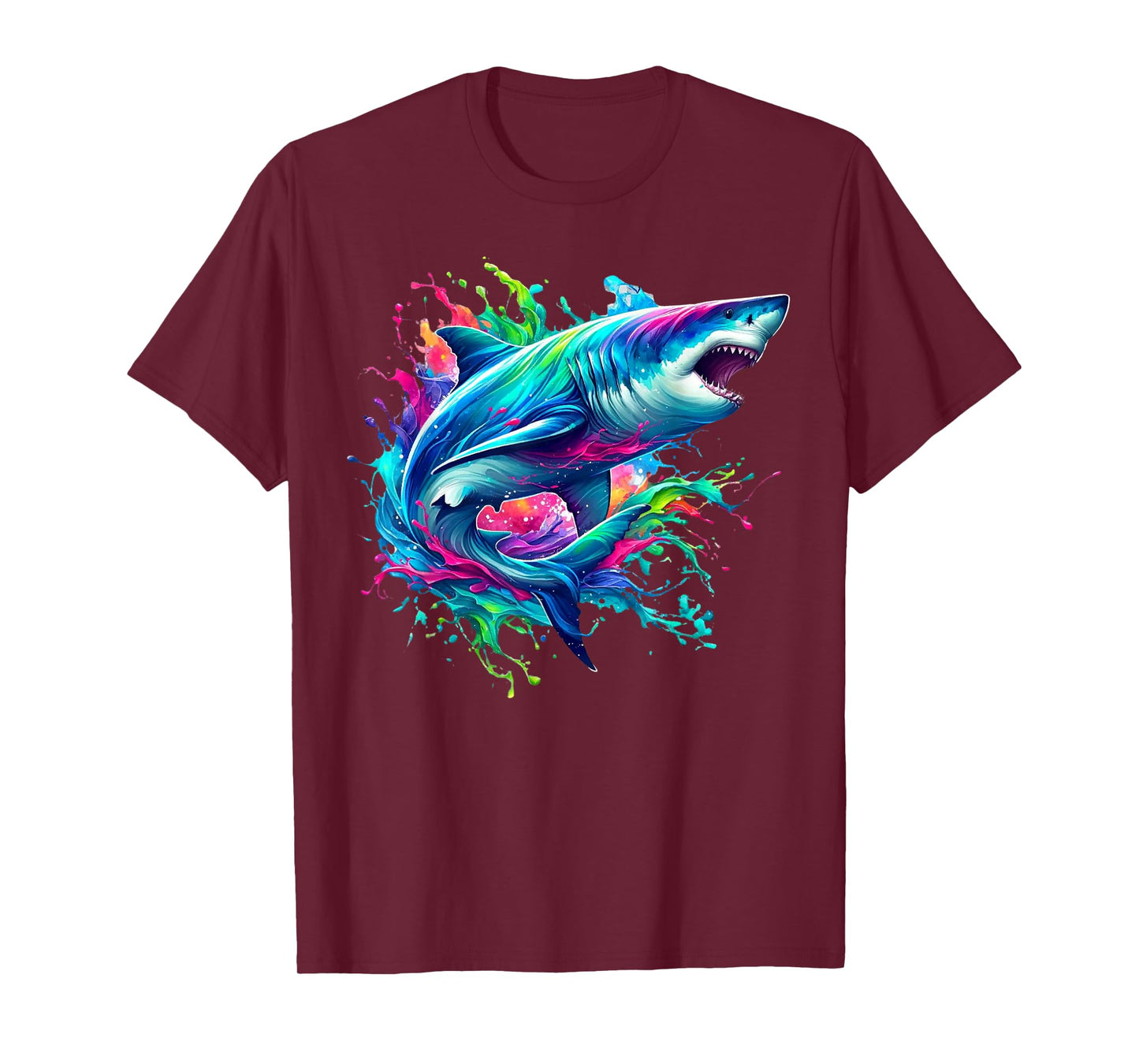 Shark Marine Biologist Paint Splash Ocean Animal Shark Lover T-Shirt