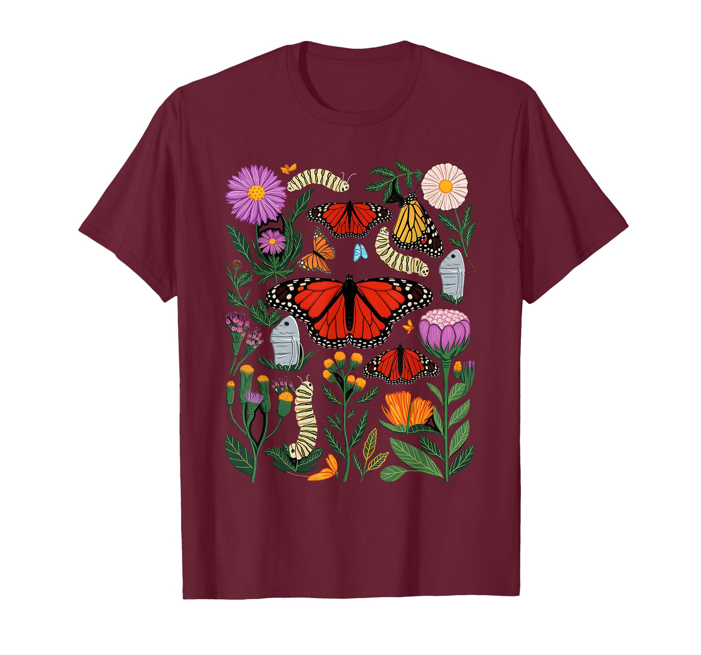 Monarch Butterfly Lover Life Cycle Metamorphosis Caterpillar T-Shirt