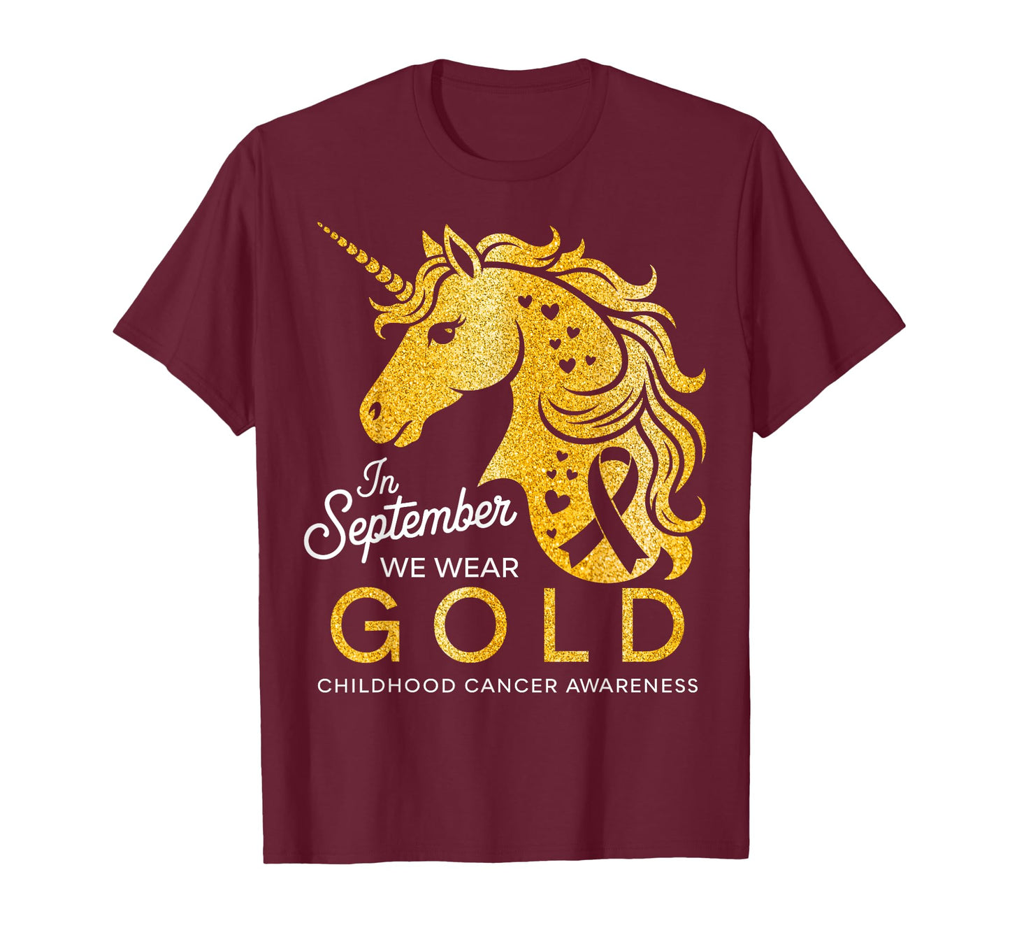 In September We Wear Gold Unicorn Childhood Cancer Awareness T-Shirt