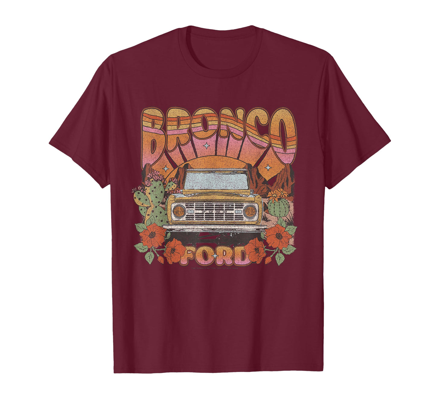 Ford - Bronco Retro Desert Florals And Cacti T-Shirt