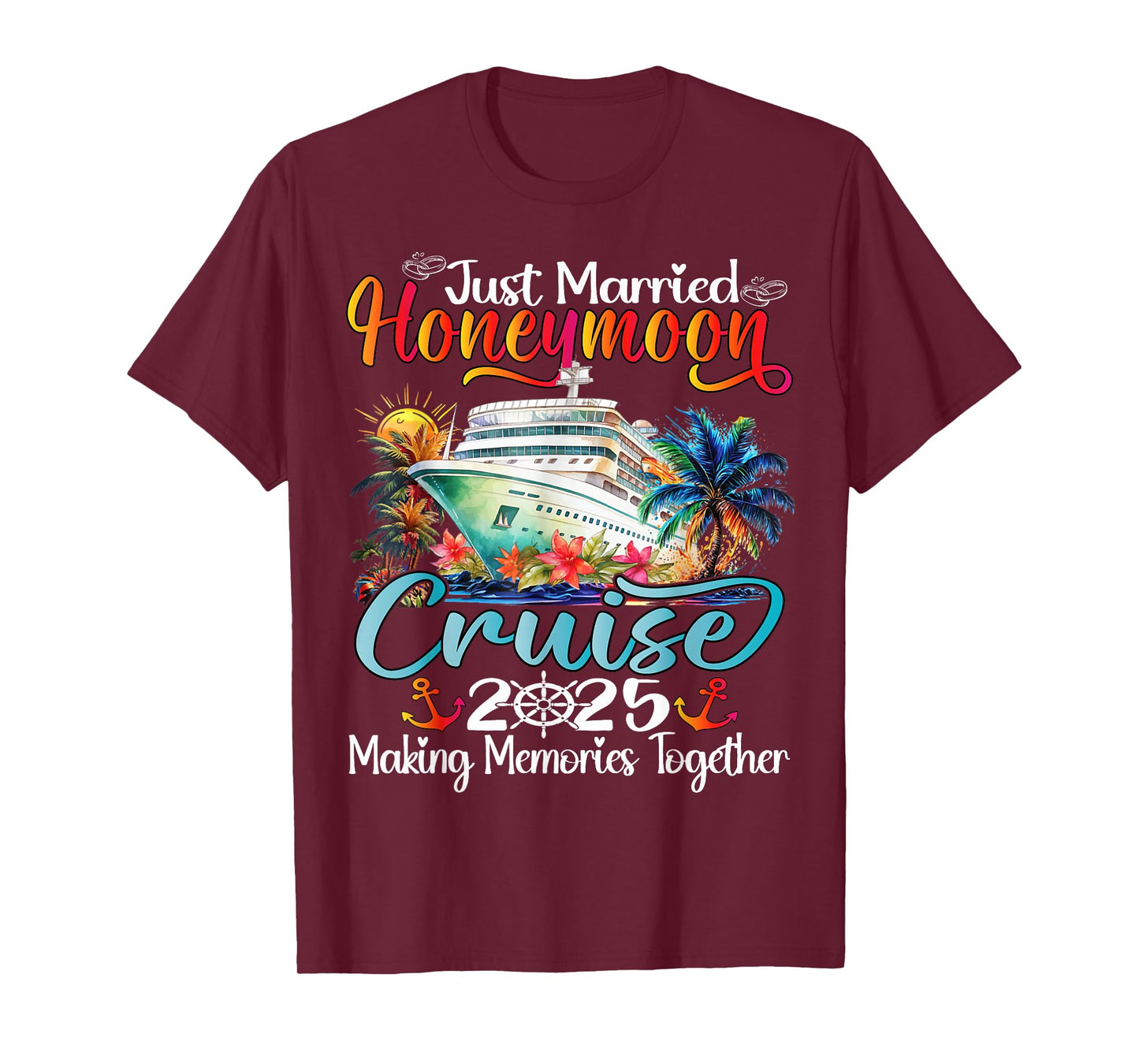 Honeymoon Cruise 2025 Just Married Matching Couples Vacation T-Shirt