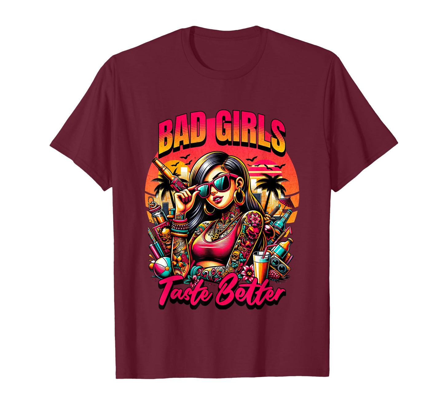 Bad Girls Taste Better Graphic Tattoo T-Shirt