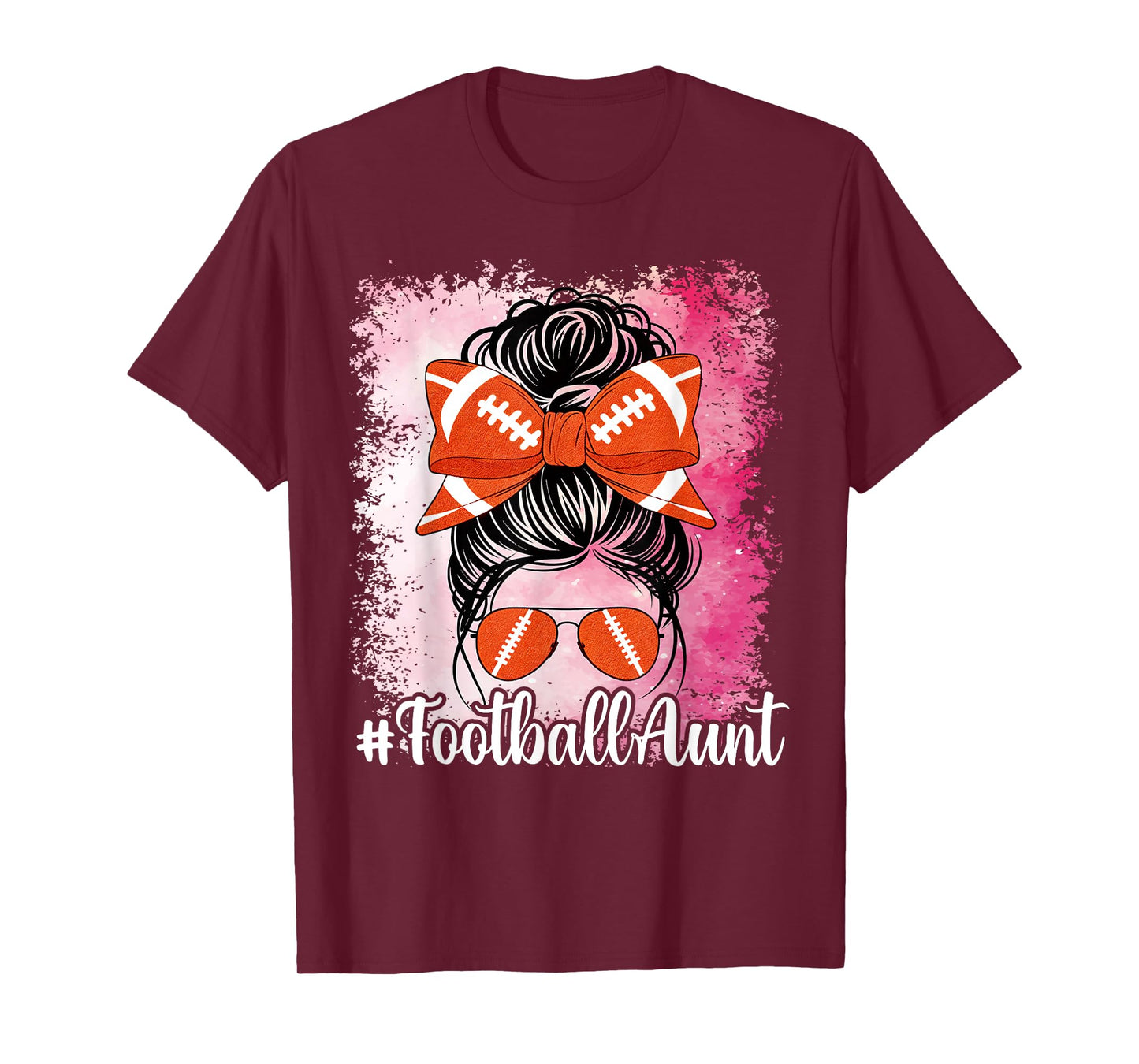 Bleached Football Aunt Life Messy BunMother's Day T-Shirt