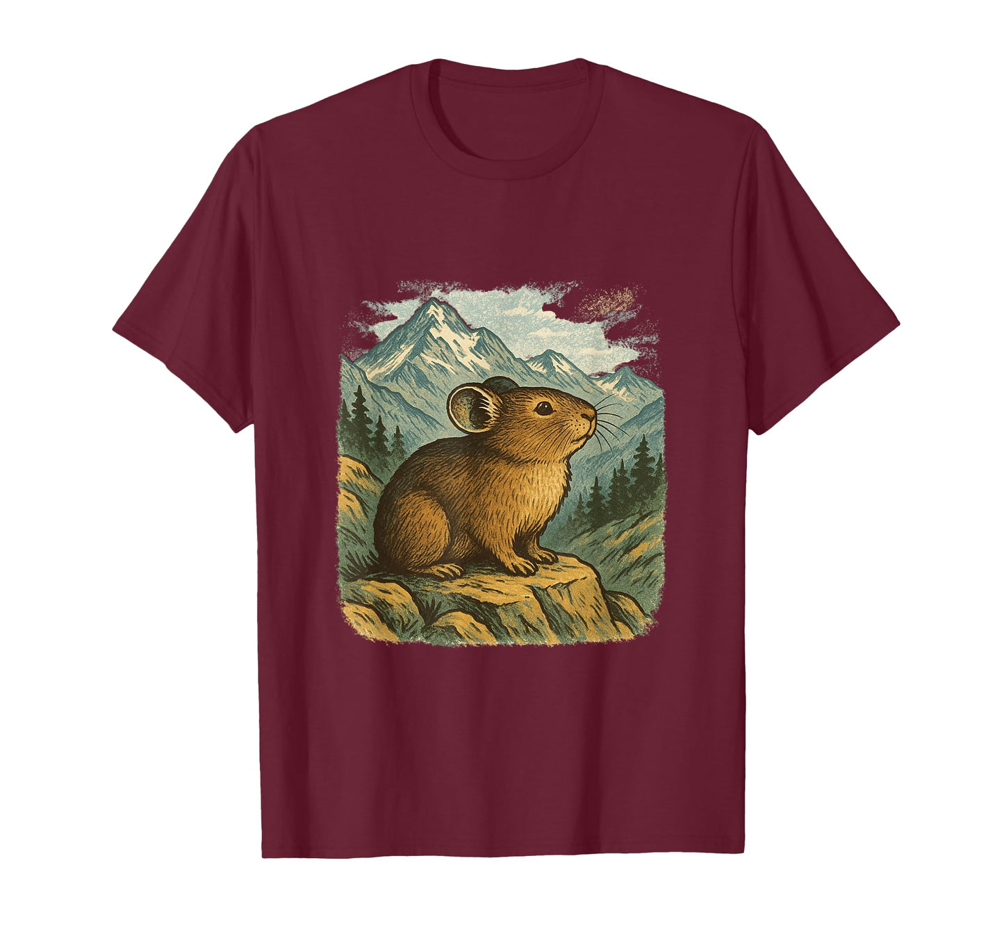 Mountain Pika – Vintage Wildlife Art in Alpine Setting T-Shirt