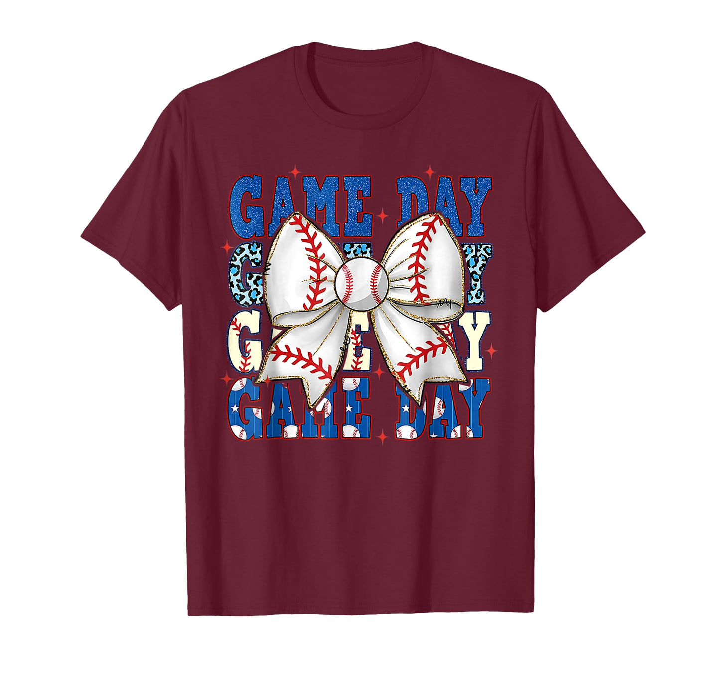 Coquette Bow Game Day Baseball Softball Funny Cheer Mom Life T-Shirt