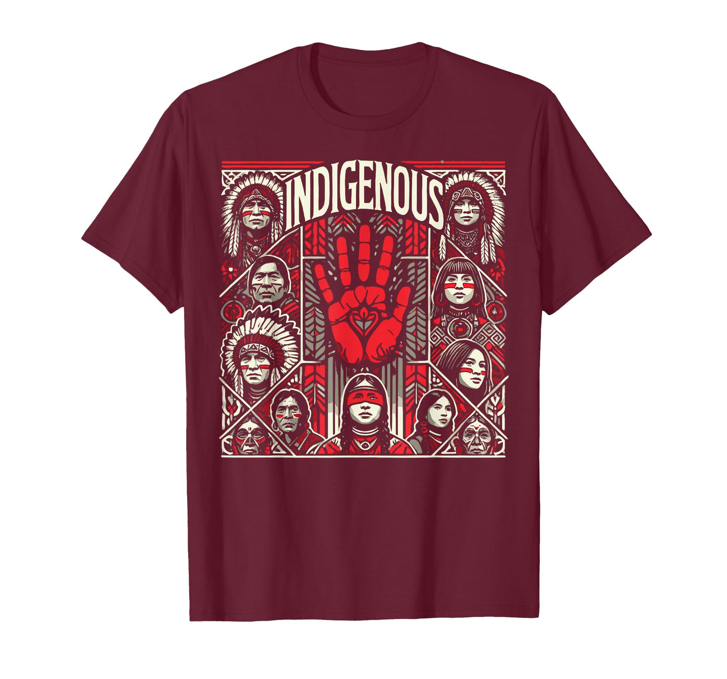 Native American Indigenous Red Hand Indian Blood Themed T-Shirt