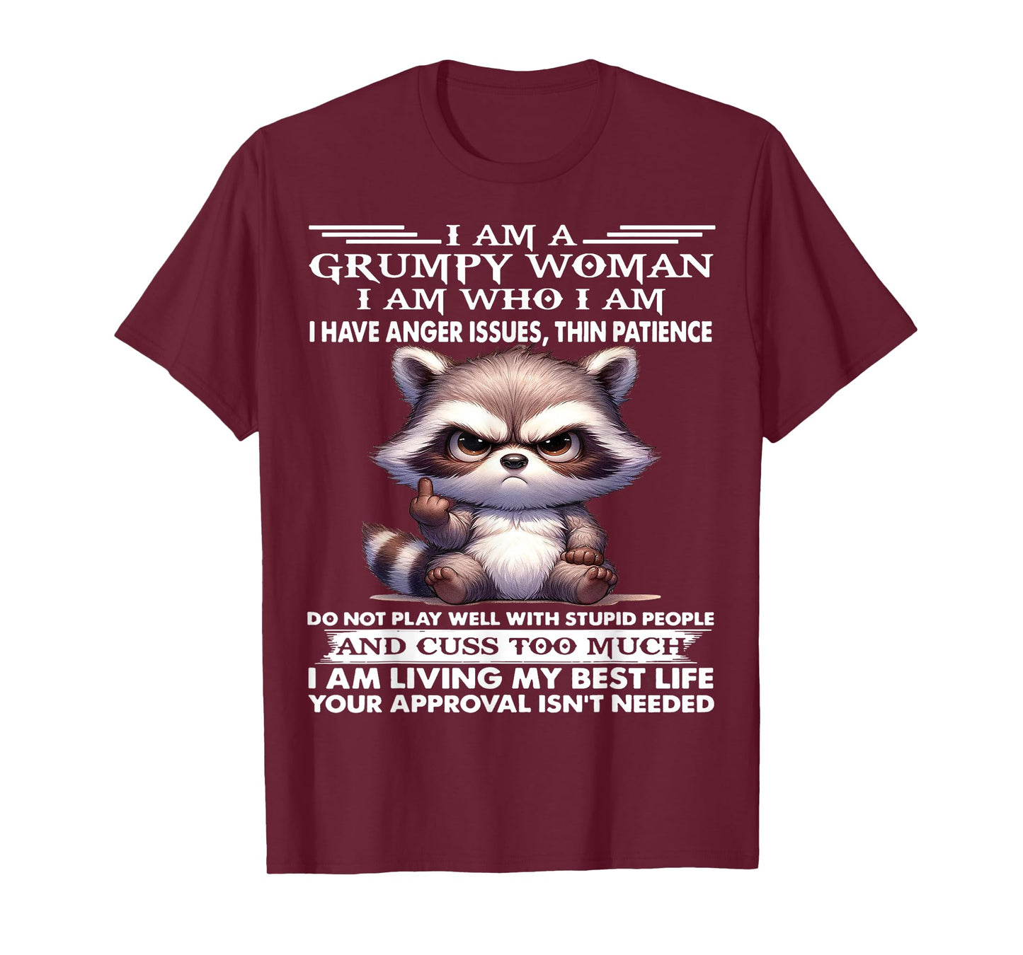 Cute Raccoon I Am A Grumpy Old Woman I Have Anger Issues T-Shirt