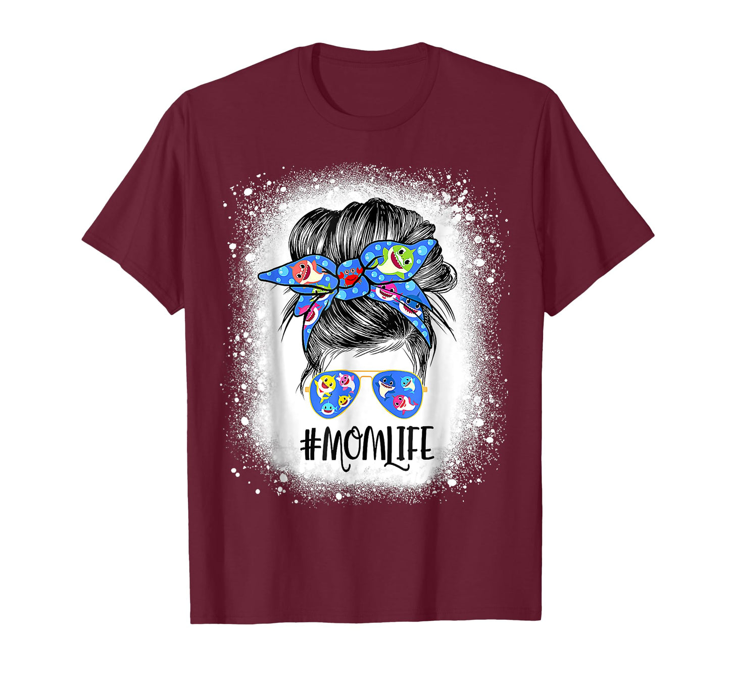 Mom Life Messy Bun Bleached Shark Mommy Mother's Day T-Shirt