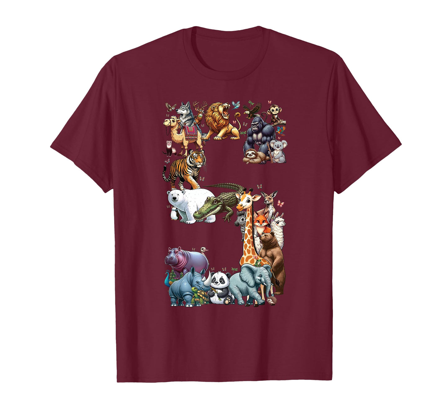 5th Birthday 5 Years Old Zoo Animals Wildlife Safari Jungle T-Shirt