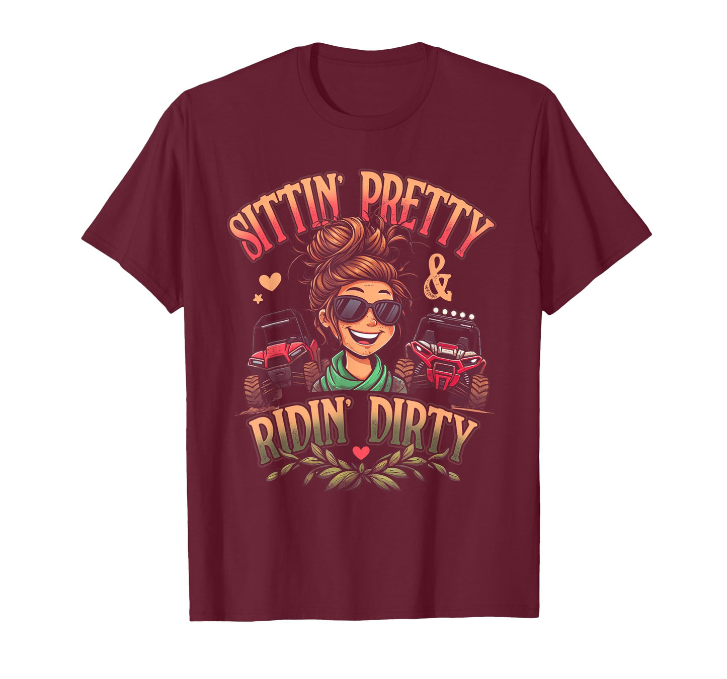 Messy Bun Mom Sunglasses UTV Offroad SXS Life Riding Girls T-Shirt