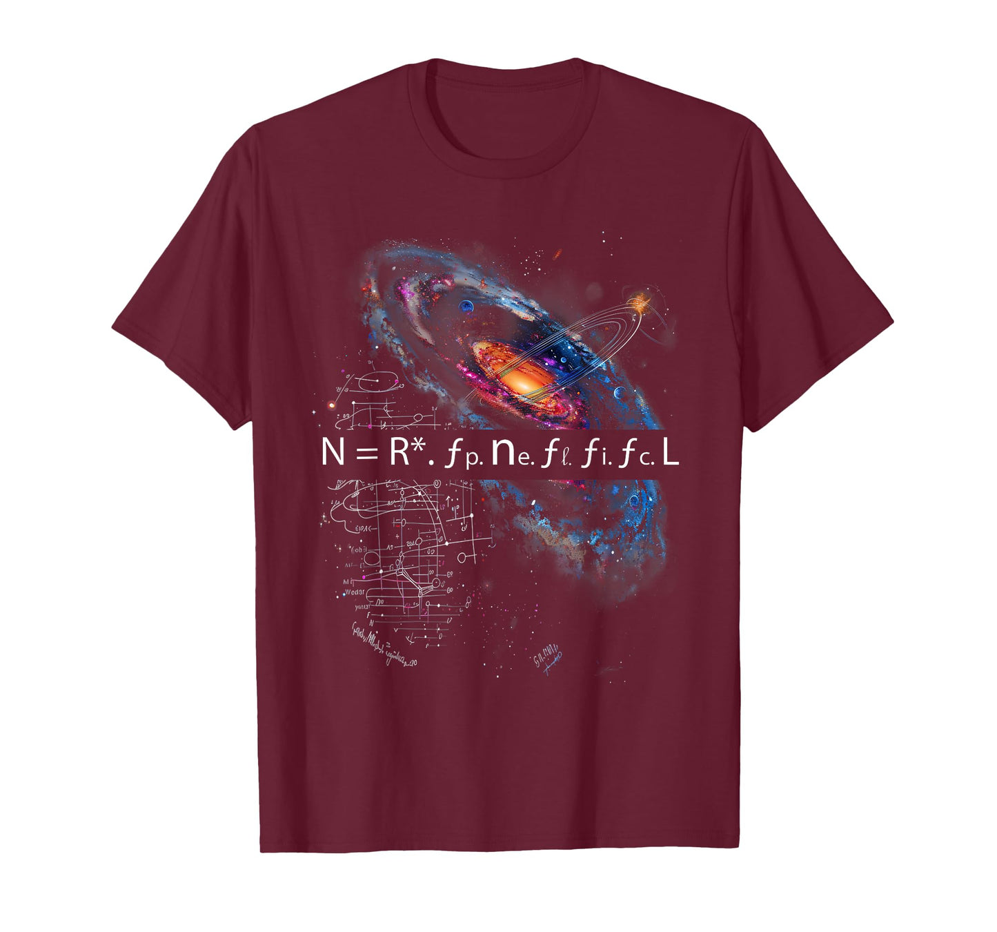 Drake Equation Estimation of Alien Civilizations T-Shirt, Small, Black