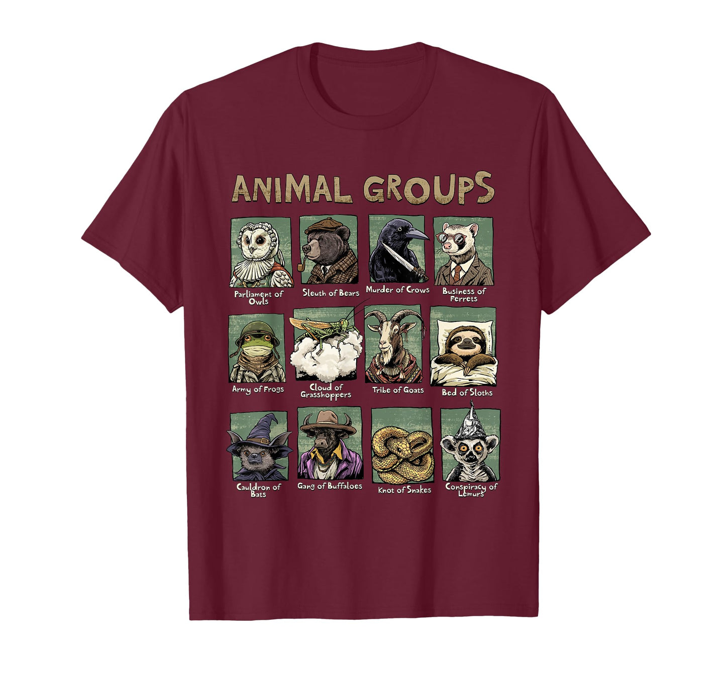Animal Groups Unveiled - Educational Wildlife Design T-Shirt