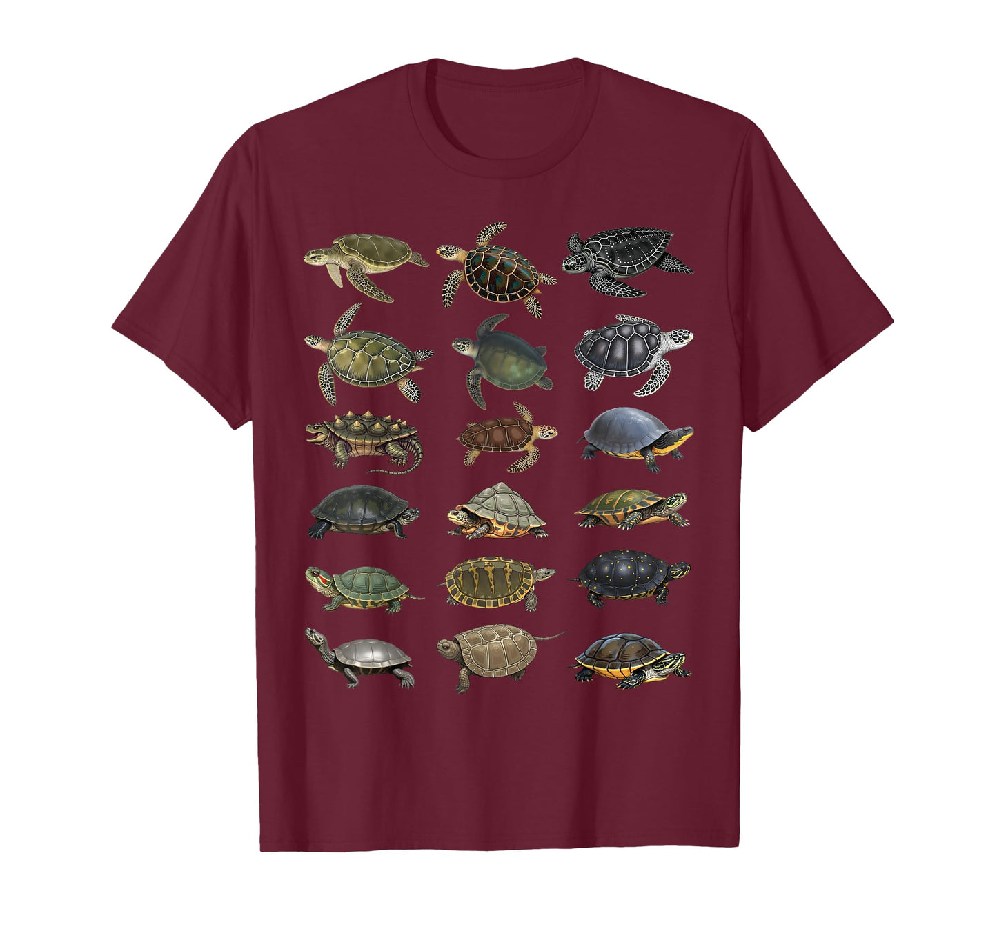 Types of Turtles Sea & Freshwater Turtle Species Educational T-Shirt