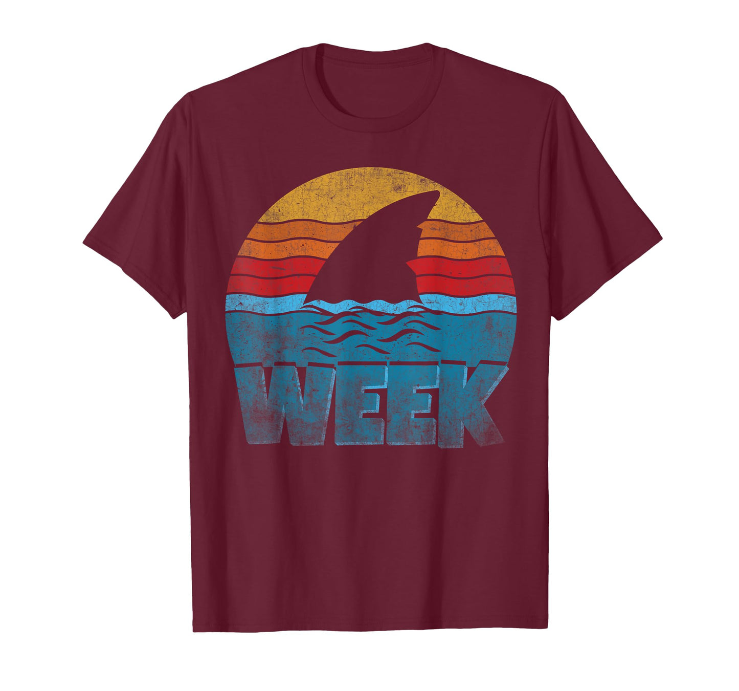 Retro Shark Fin Week 2025 Shark Lover Ocean Wildlife Summer T-Shirt