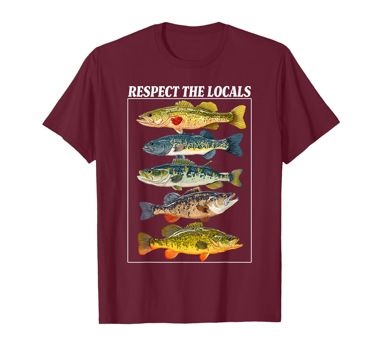 Vintage Bass Fishing Fish Chart Respect The Locals T-Shirt