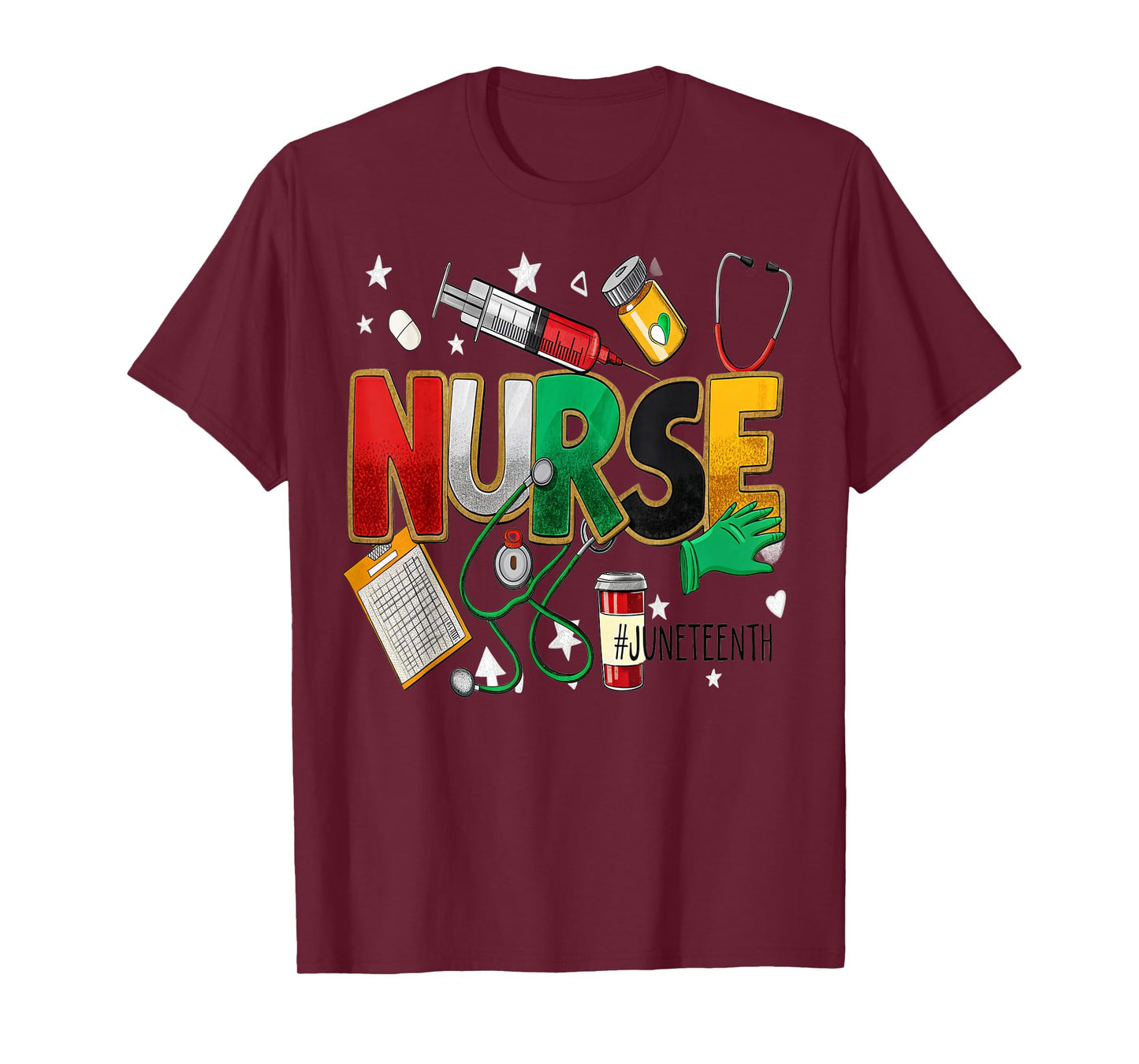 Juneteenth Nurse's Life Heart Stethoscope Nurse's Day T-Shirt