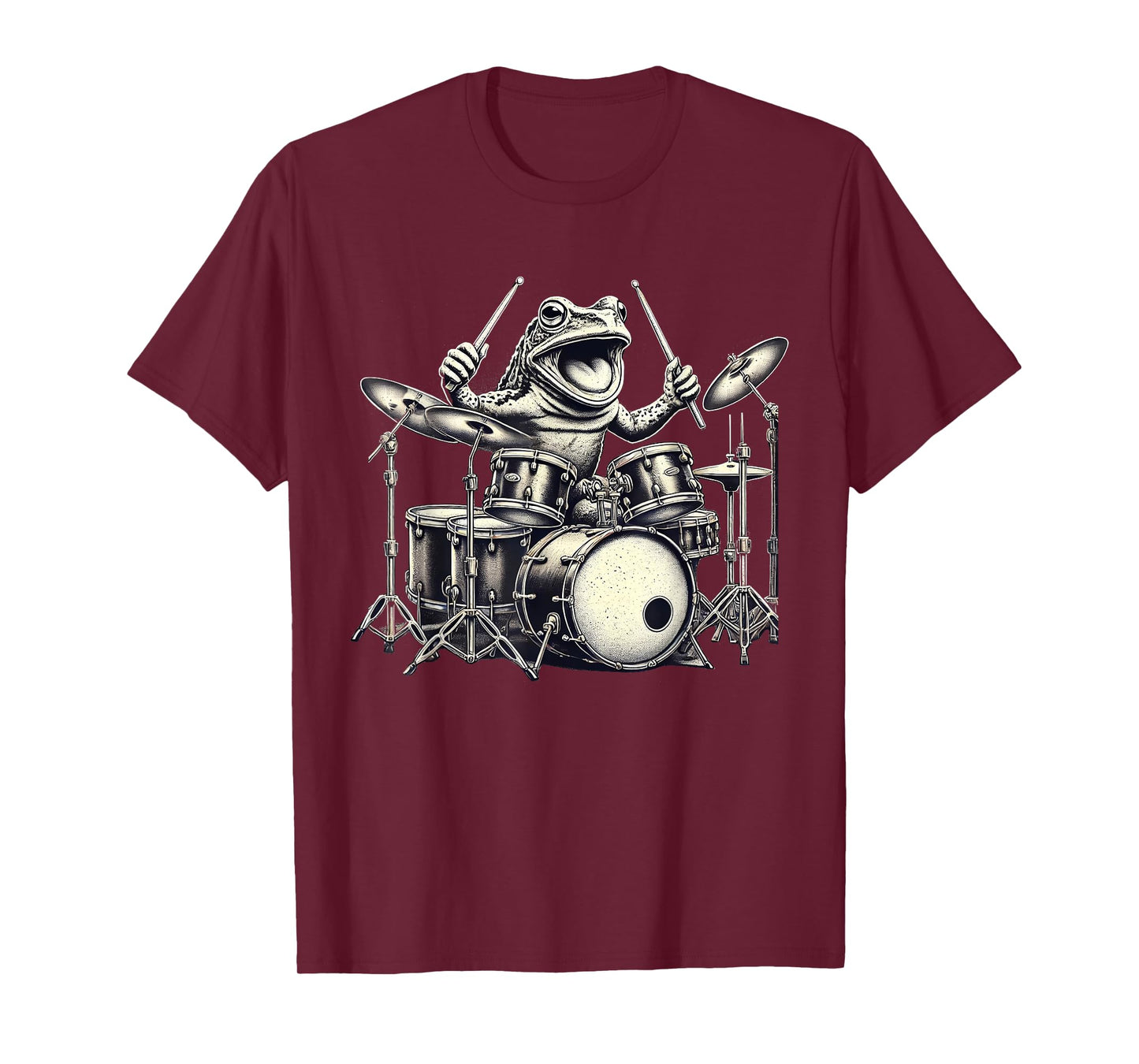 Funny Vintage Frog Drummer Rock Drummer Frog Playing Drums T-Shirt