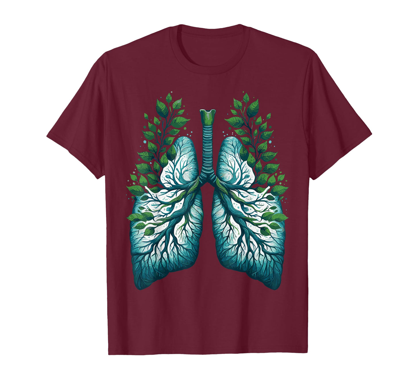 Lungs Tree Nature Art Green Leaves For Men Women T-Shirt