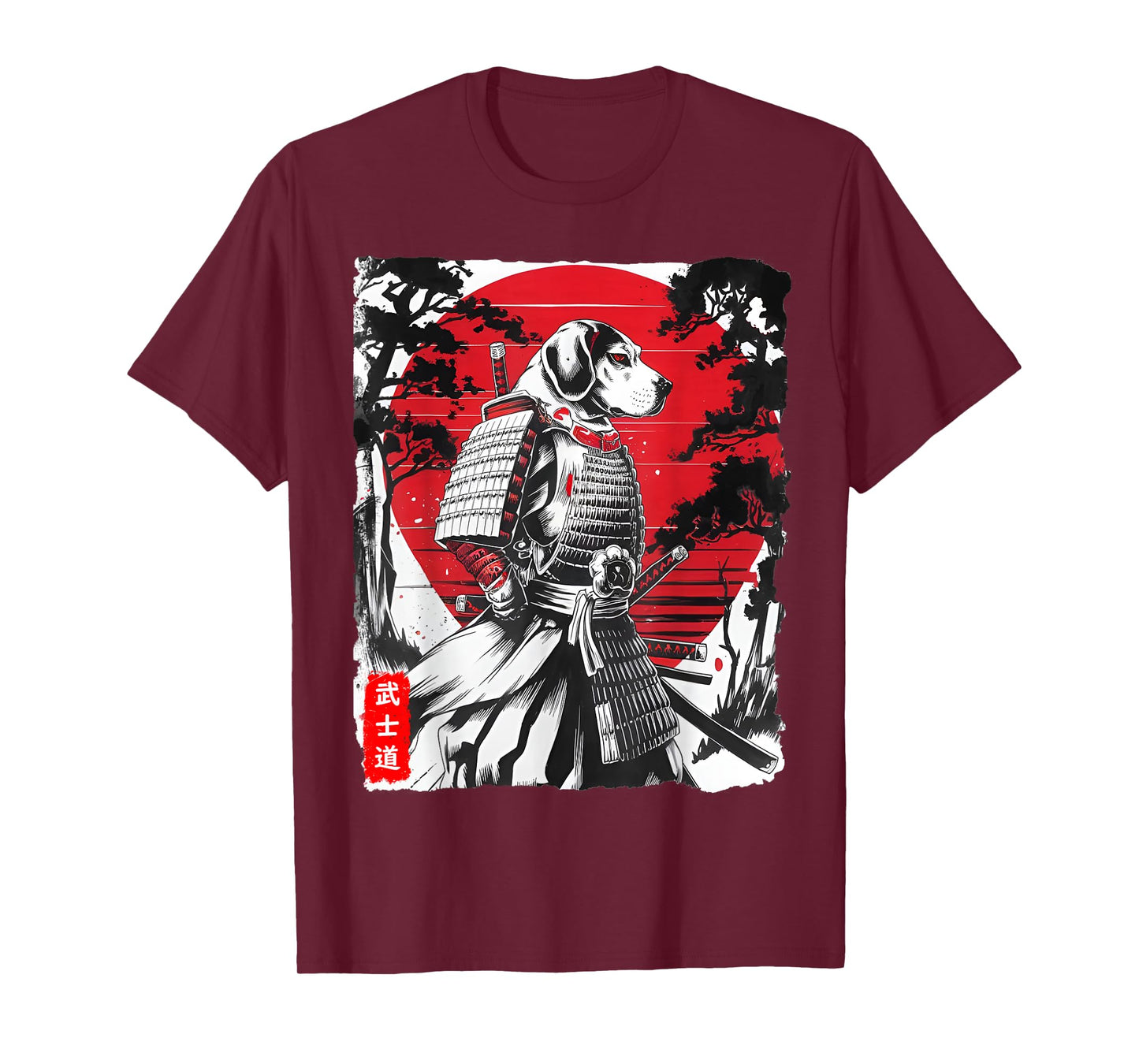 Beagle Dog Samurai Japan Warrior Armor Sunset Vibes Men Boys T-Shirt