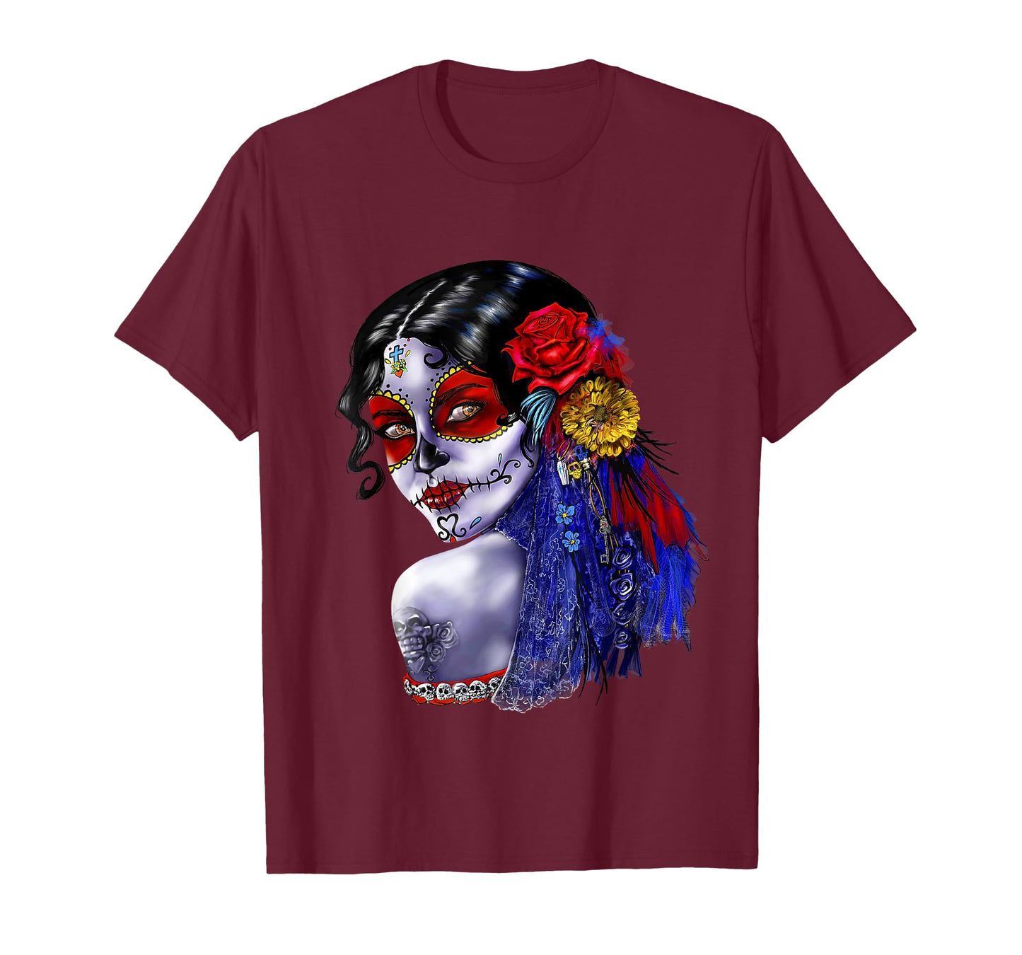 Day Of The Dead Beauty With Flowers T-Shirt
