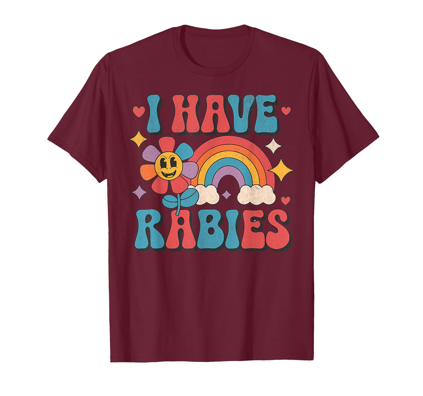 Funny Retro Vintage I Have Rabies Unisex-Adults Black Small T-Shirt