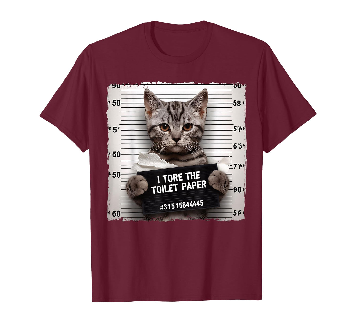 Cute Cat Mugshot Humorous Cat For Cats Lover Cat Mom Cat Dad T-Shirt