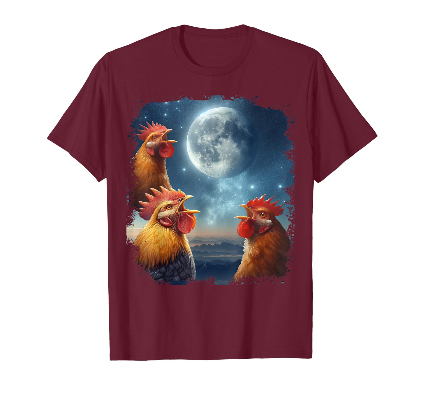 3 Chicken Moon, Funny 3 Chicken Howling Like Wolves T-Shirt