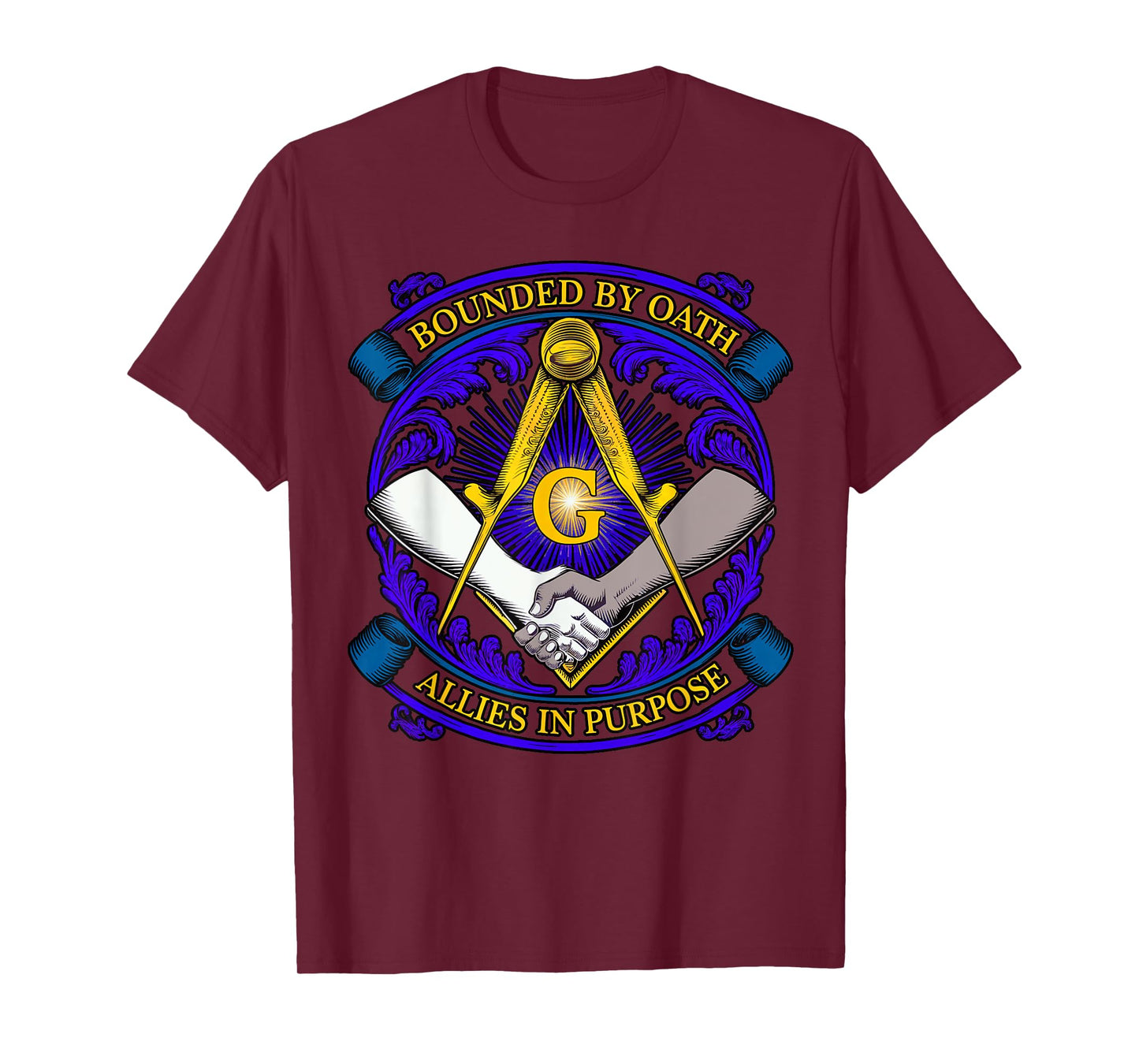 Masonic symbol with "Allies in Purpose" oath, freemason S&C T-Shirt