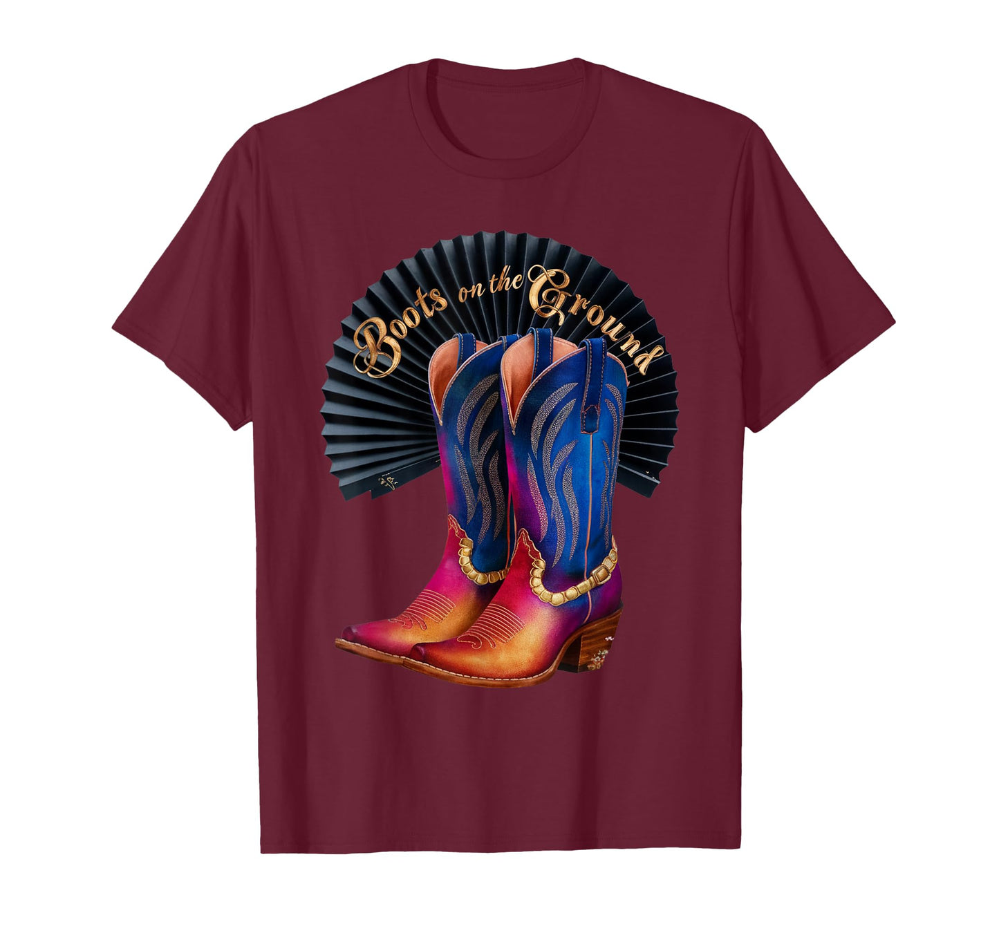 Retro Western Cowgirl Cowboy Linedance Boots On the Ground T-Shirt