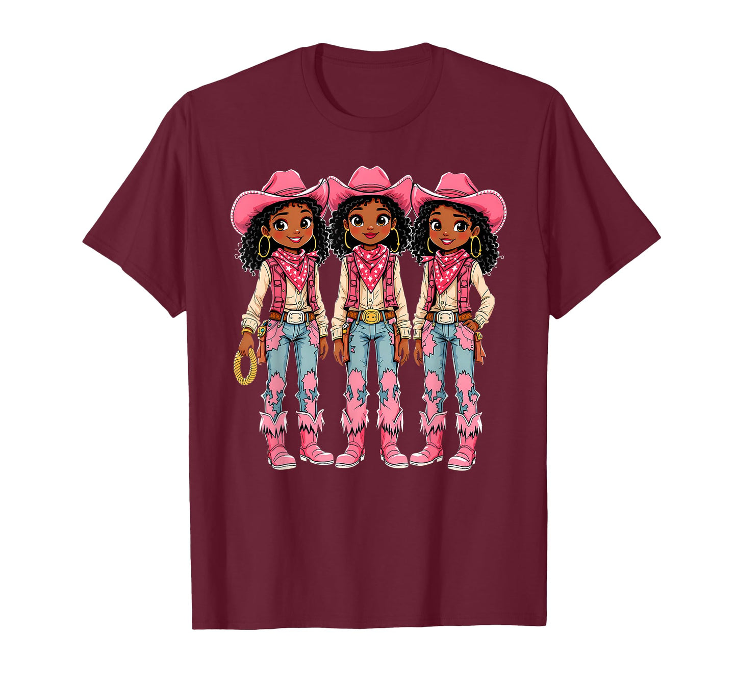African American Black Cowgirl Girls Western Rodeo Melanin T-Shirt