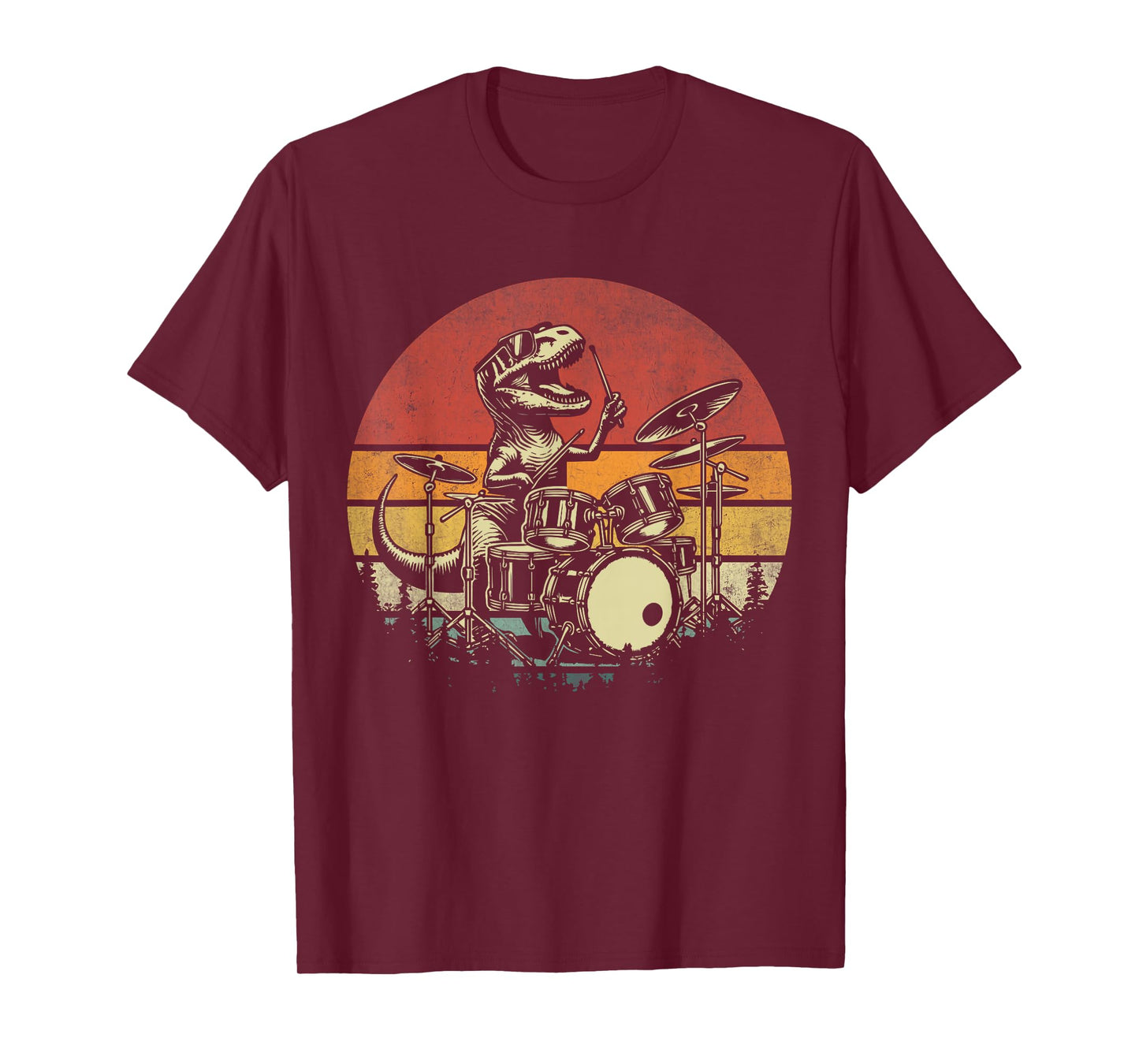 Funny Retro Trex Drummer Rock Drummer T-rex Playing Drums T-Shirt