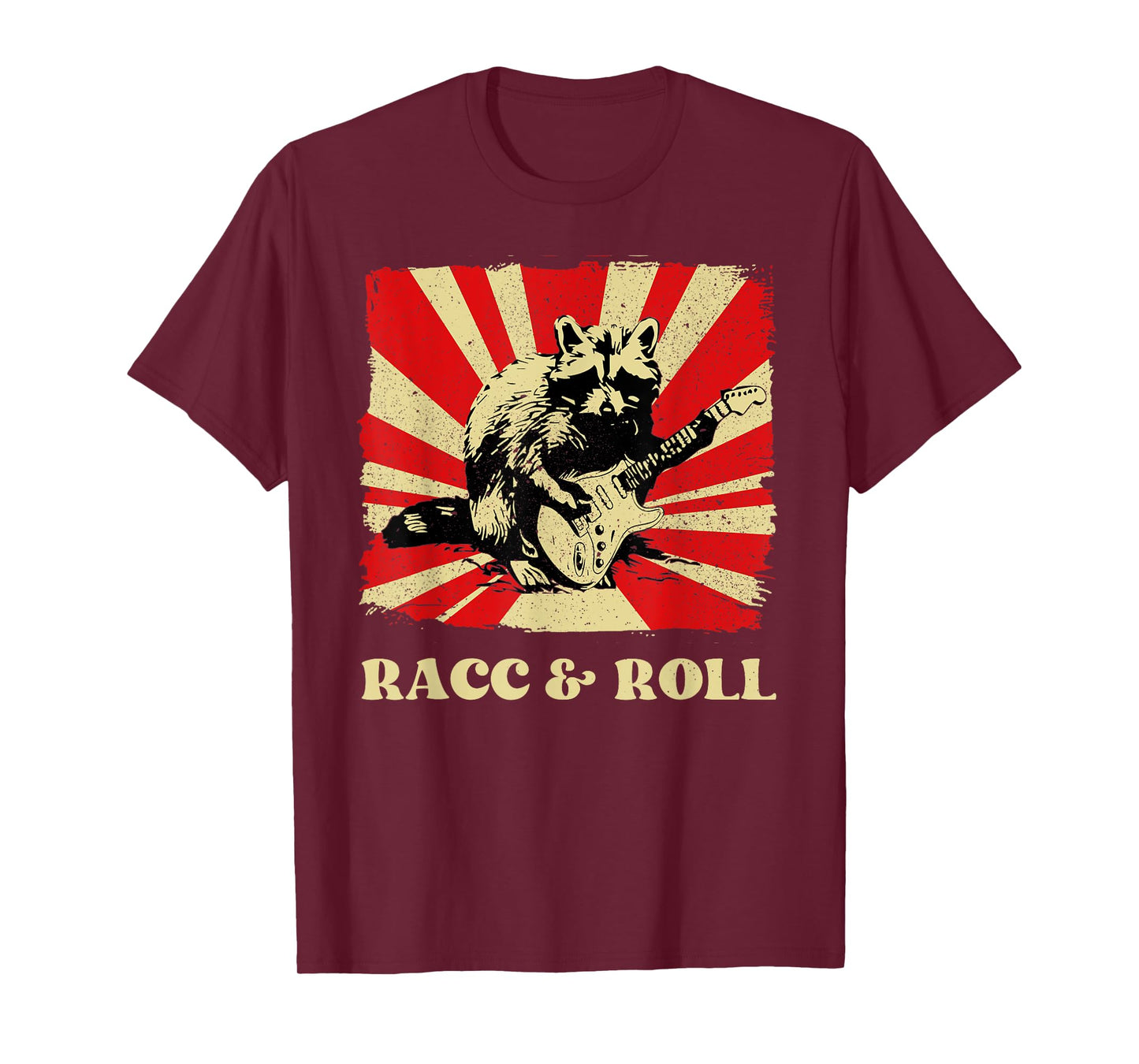 Funny Raccoon Playing Banjo Guitar Racc and Roll Cute Racoon T-Shirt