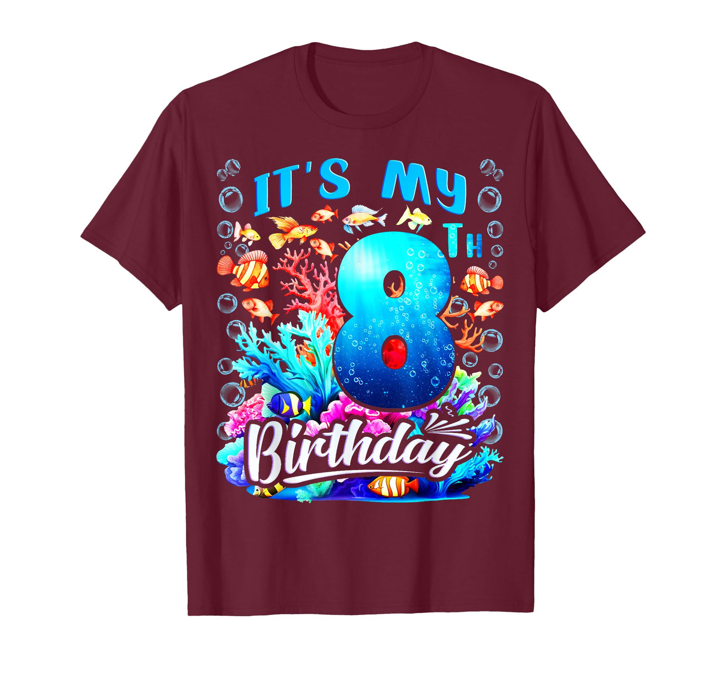 It's My 8th Birthday Boy Sea Fish Ocean Animals Aquarium T-Shirt