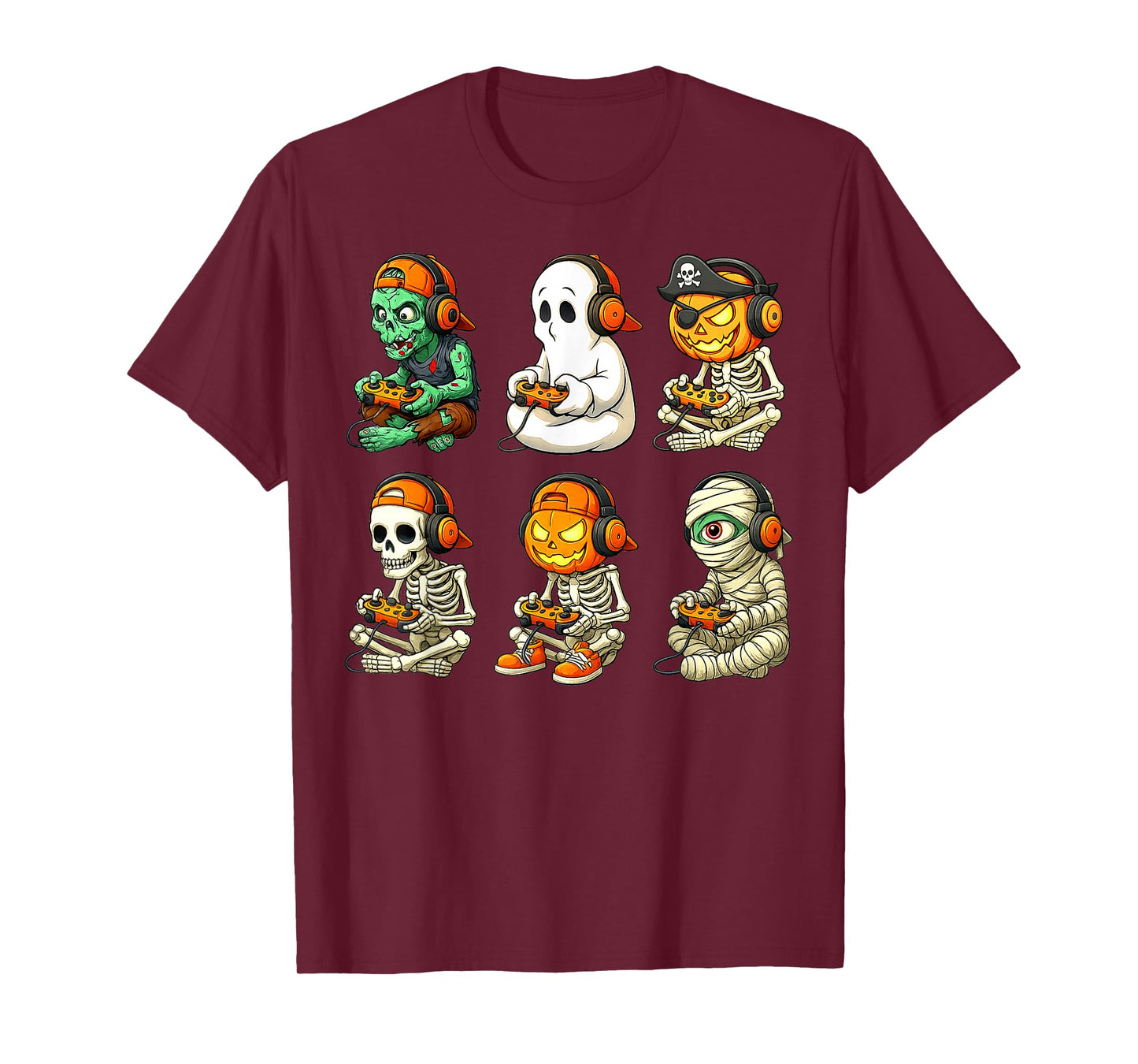 Halloween Skeleton Boo Gamer Video Gaming Boys Men Kids Tees T-Shirt