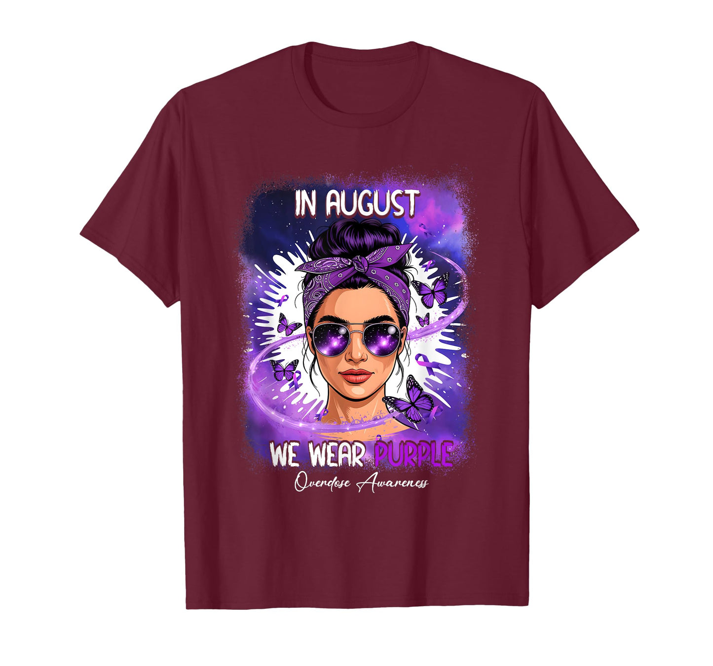 in August We Wear Purple Overdose Awareness Day Purple T-Shirt