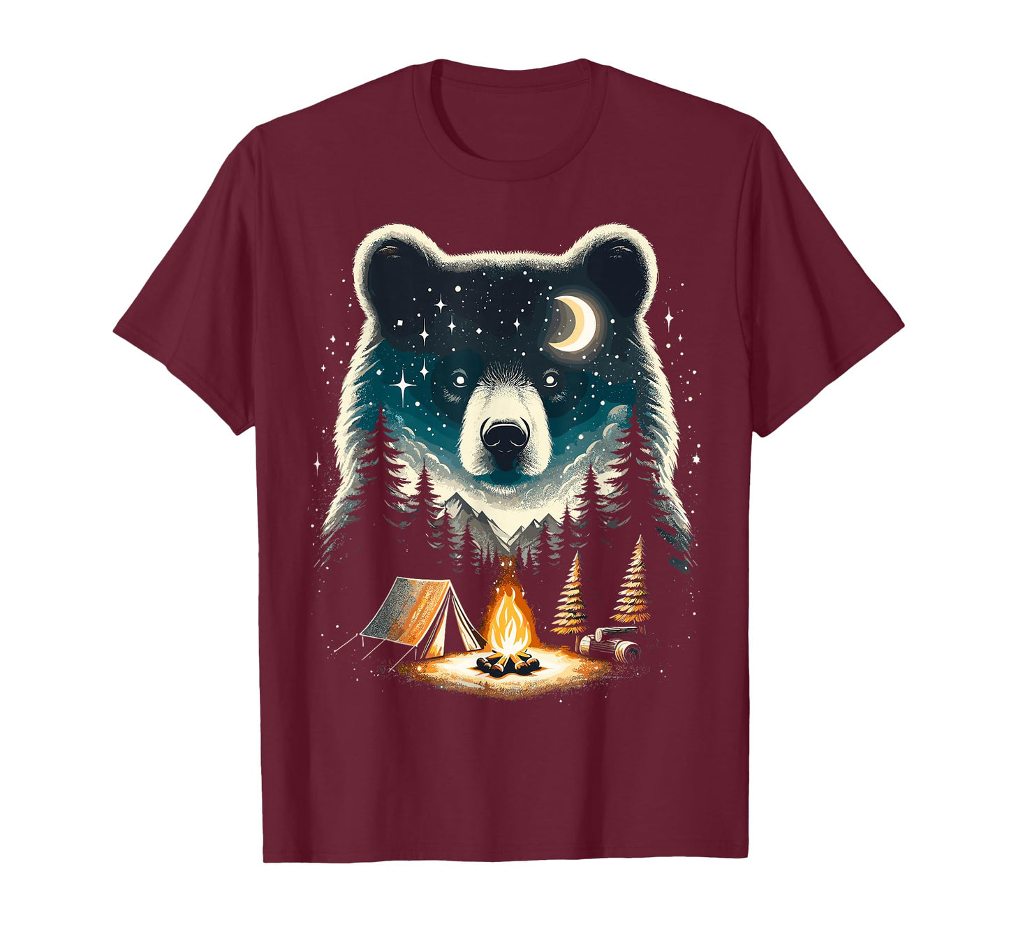 Retro Camping Bear Forest Nature Wildlife T-Shirt