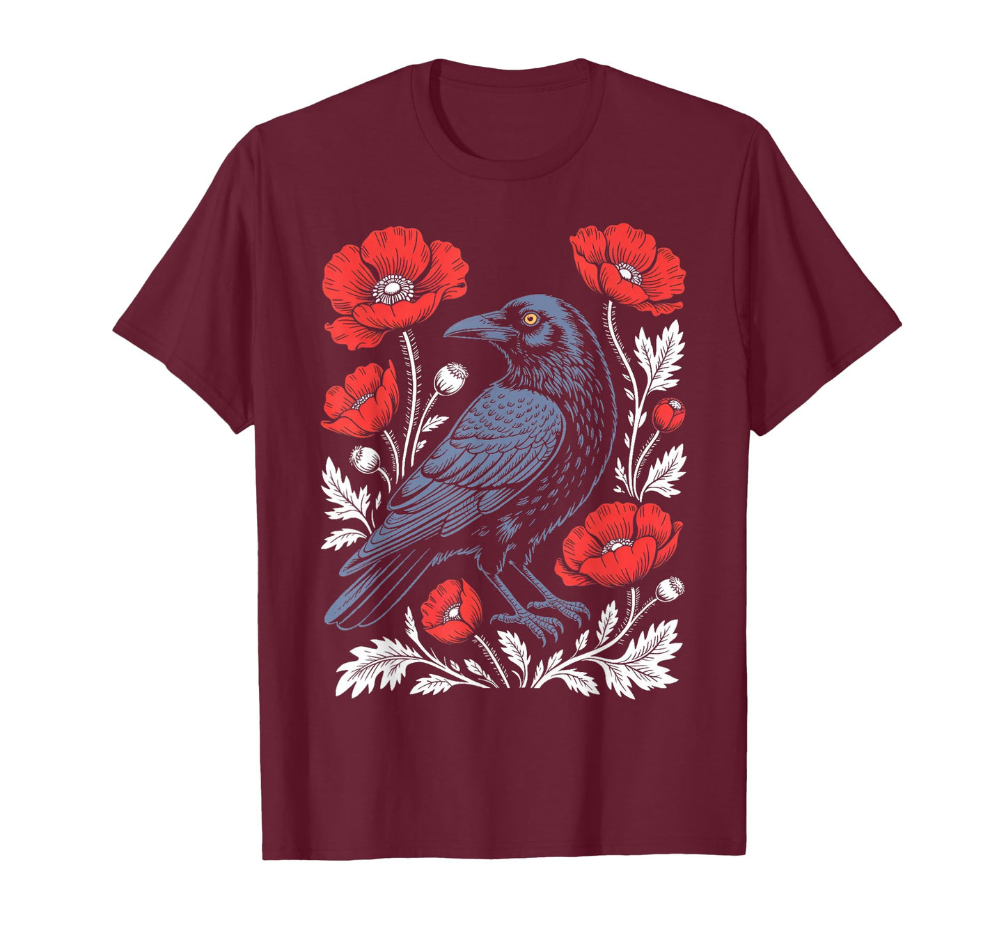 Crow Floral Flower Animal Gothic Birds Animal Funny Crow T-Shirt