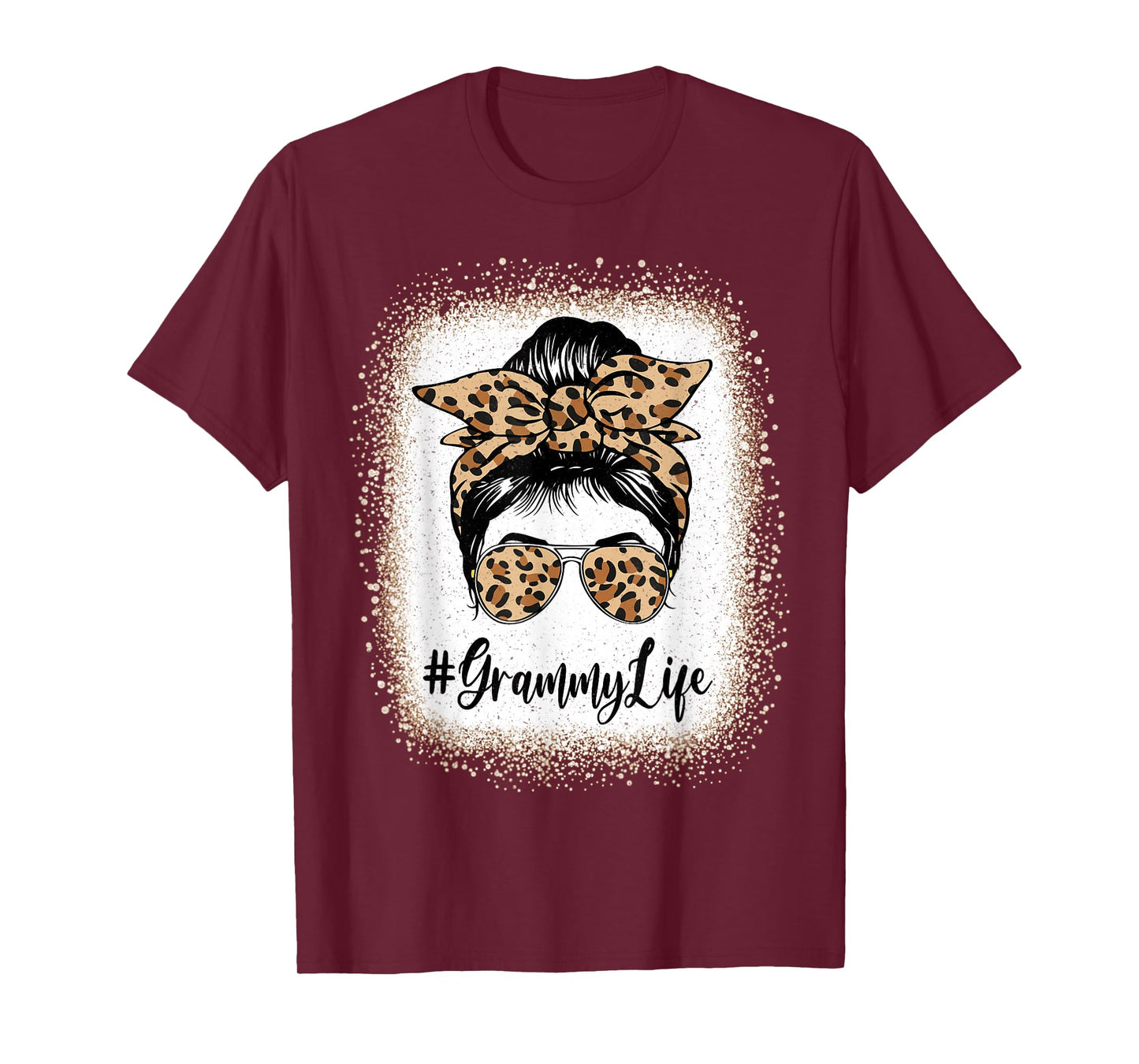 Grammy Life Bleached Leopard Messy Bun Mother's day T-Shirt