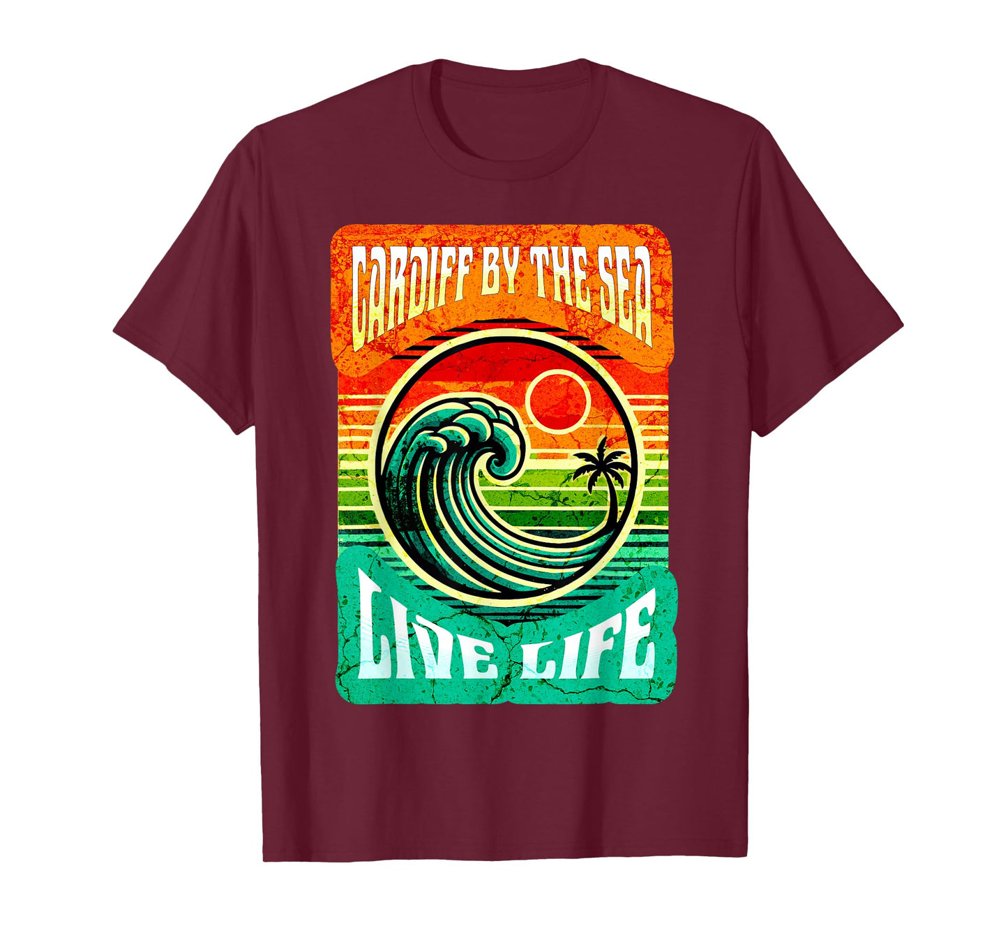 Cardiff By The Sea Coastal Vibes Sunset Graphic Tee T-Shirt