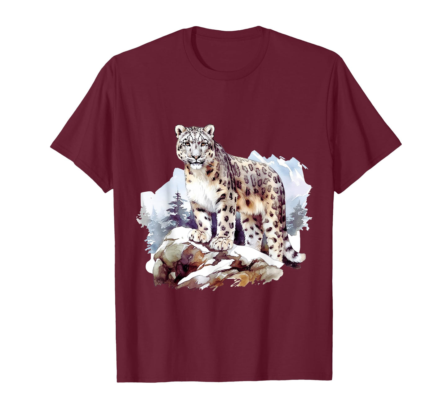 Snow Leopard Winter Mountain Big Cat Wildlife T-Shirt