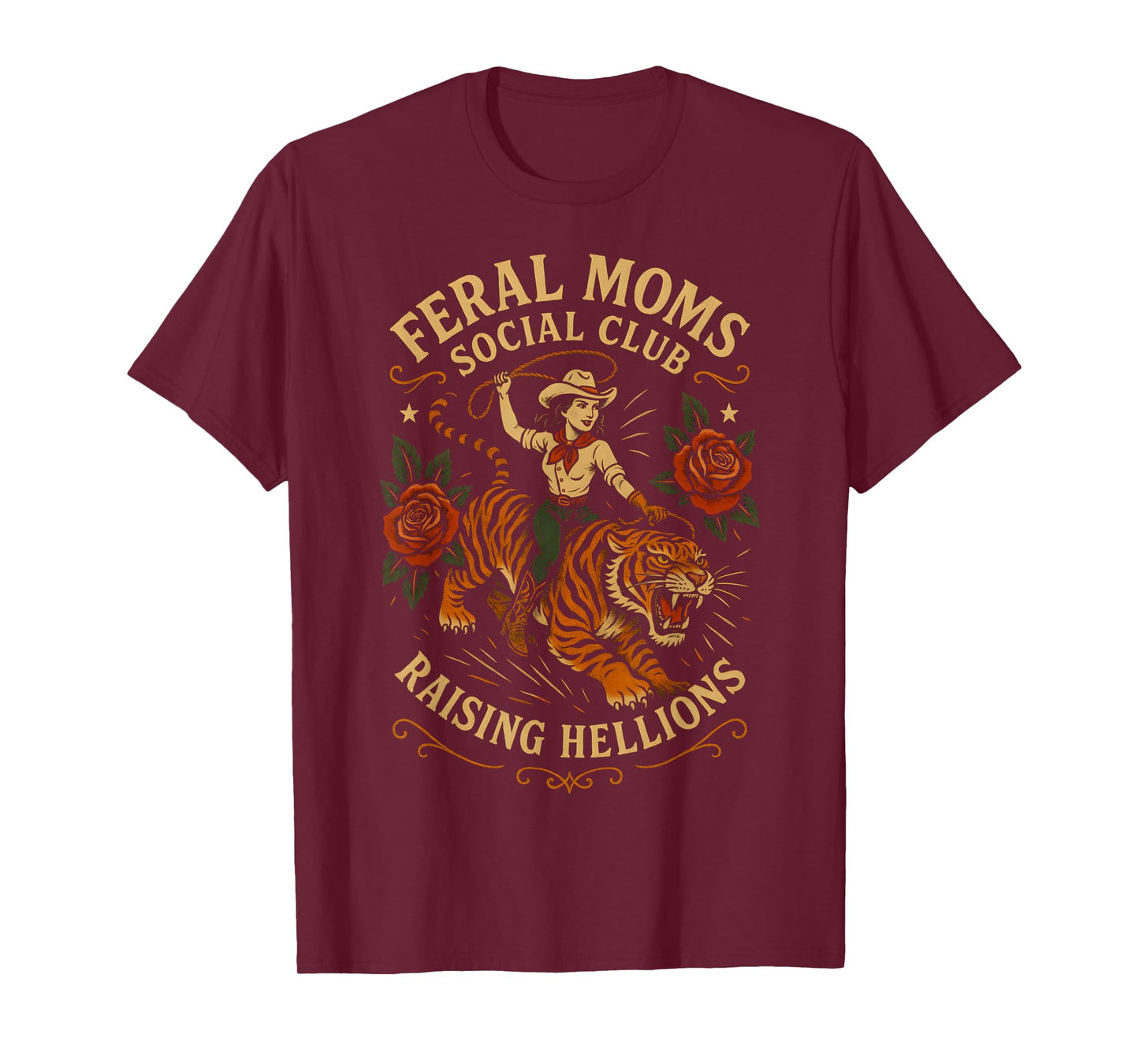Retro Cowgirl Western Feral Moms Social Club Vintage T-Shirt