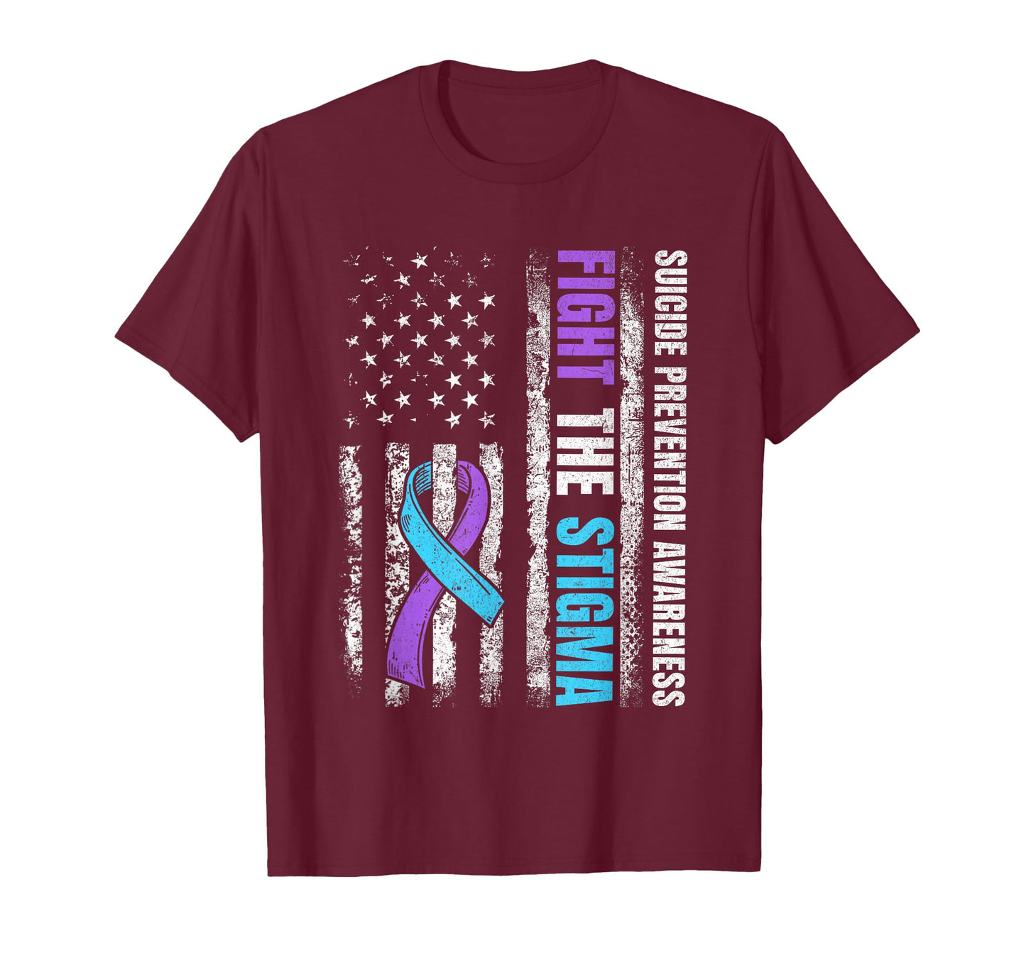 Fight The Stigma American Flag Suicide Prevention Awareness T-Shirt