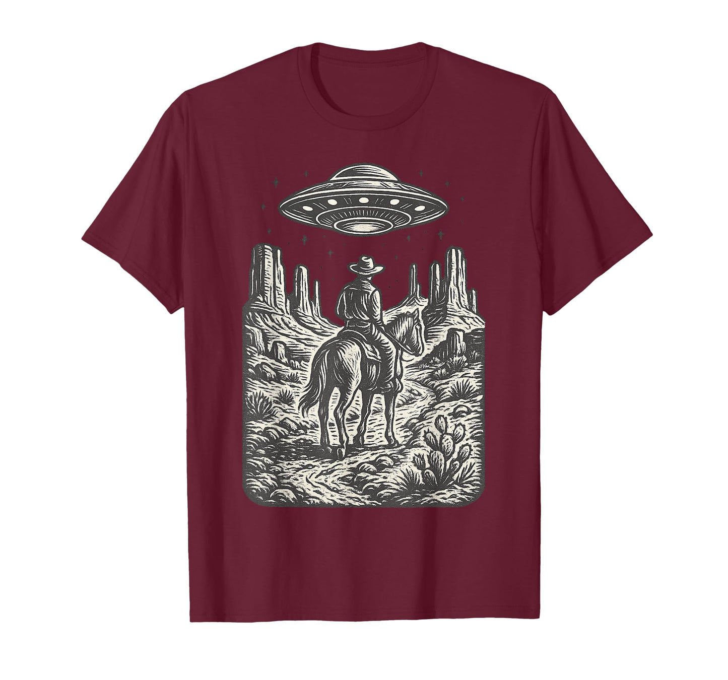 Cowboy UFO Desert Country Retro Western Sci-Fi T-Shirt
